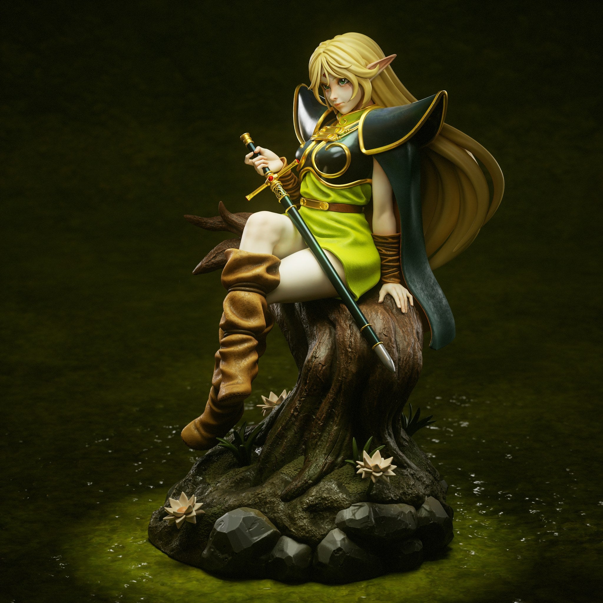 Deedlit (Record of Lodoss War) resin figure by Tenshi Figures — studio render 4