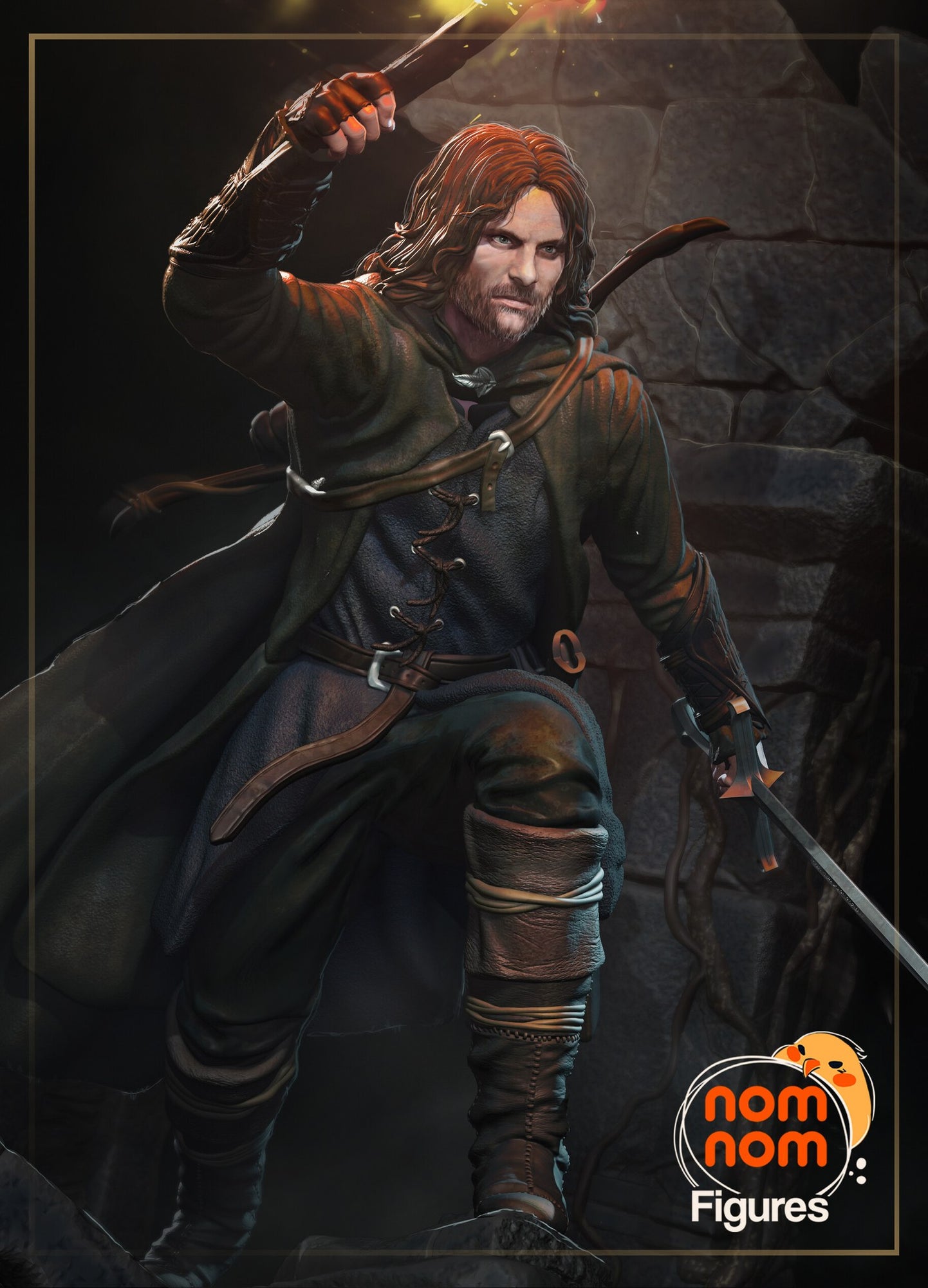 Aragorn The Lord of the Rings resin figure by NomNom Figures — studio preview 1
