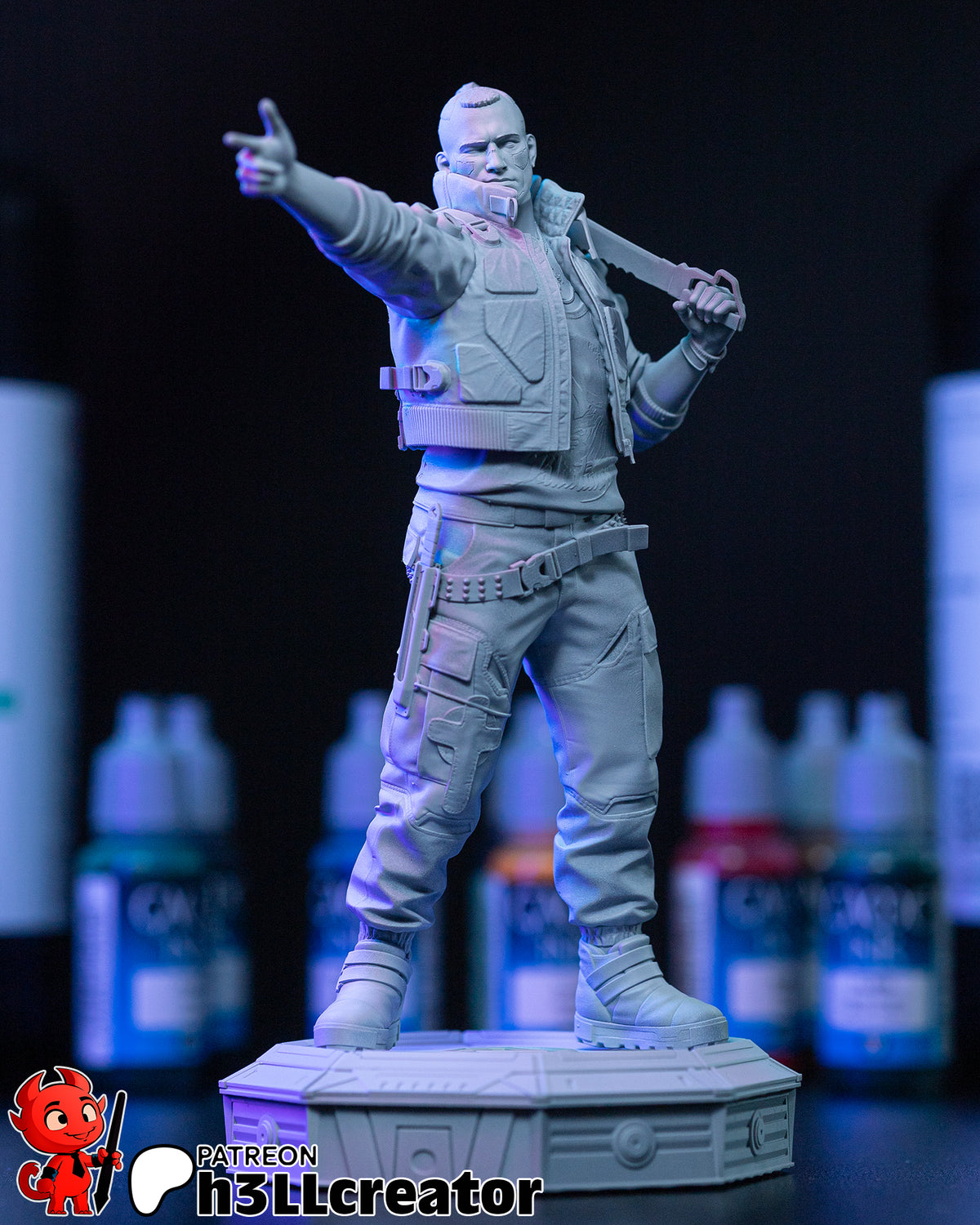 Jackie Welles (Cyberpunk 2077) resin figure by h3LLcreator — studio render 3