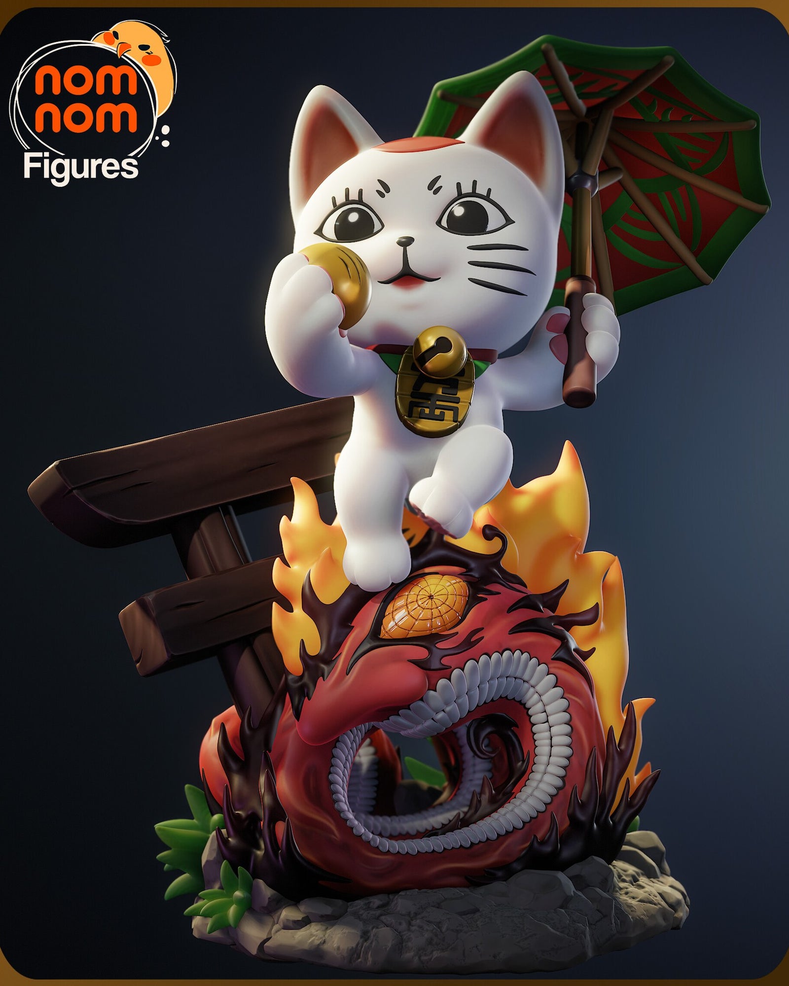 Turbo Granny Cat Dandadan Chibi resin figure by NomNom Figures — studio preview 2