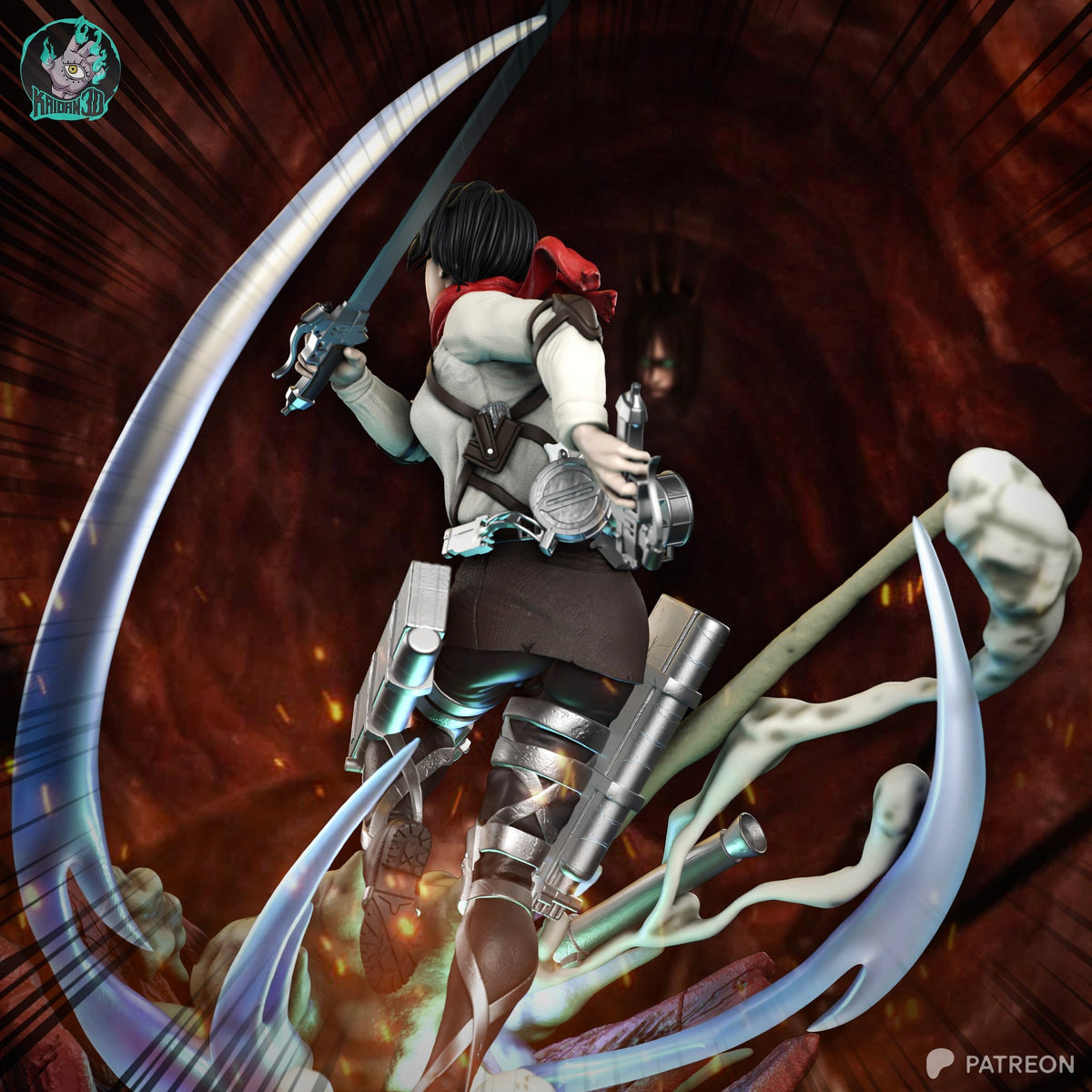 Mikasa Ackerman (Attack on Titan) resin figure by Kaidan 3D — studio render 4