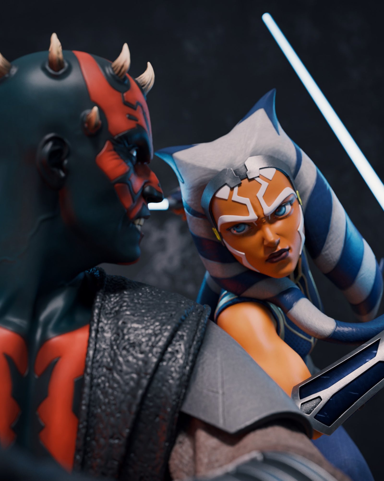 Ahsoka Tano and Darth Maul Star Wars resin figure by CA 3D Studios — studio preview 1
