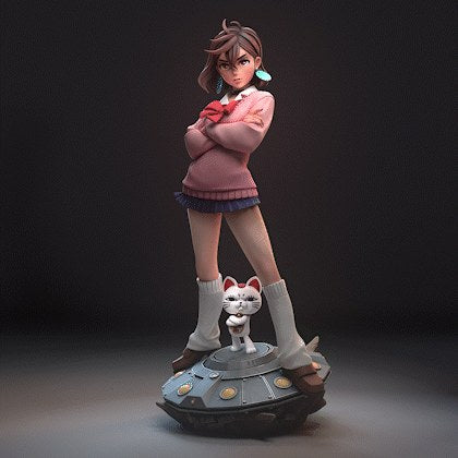Momo Ayase (Dandadan) resin figure by h3LLcreator — studio render 2