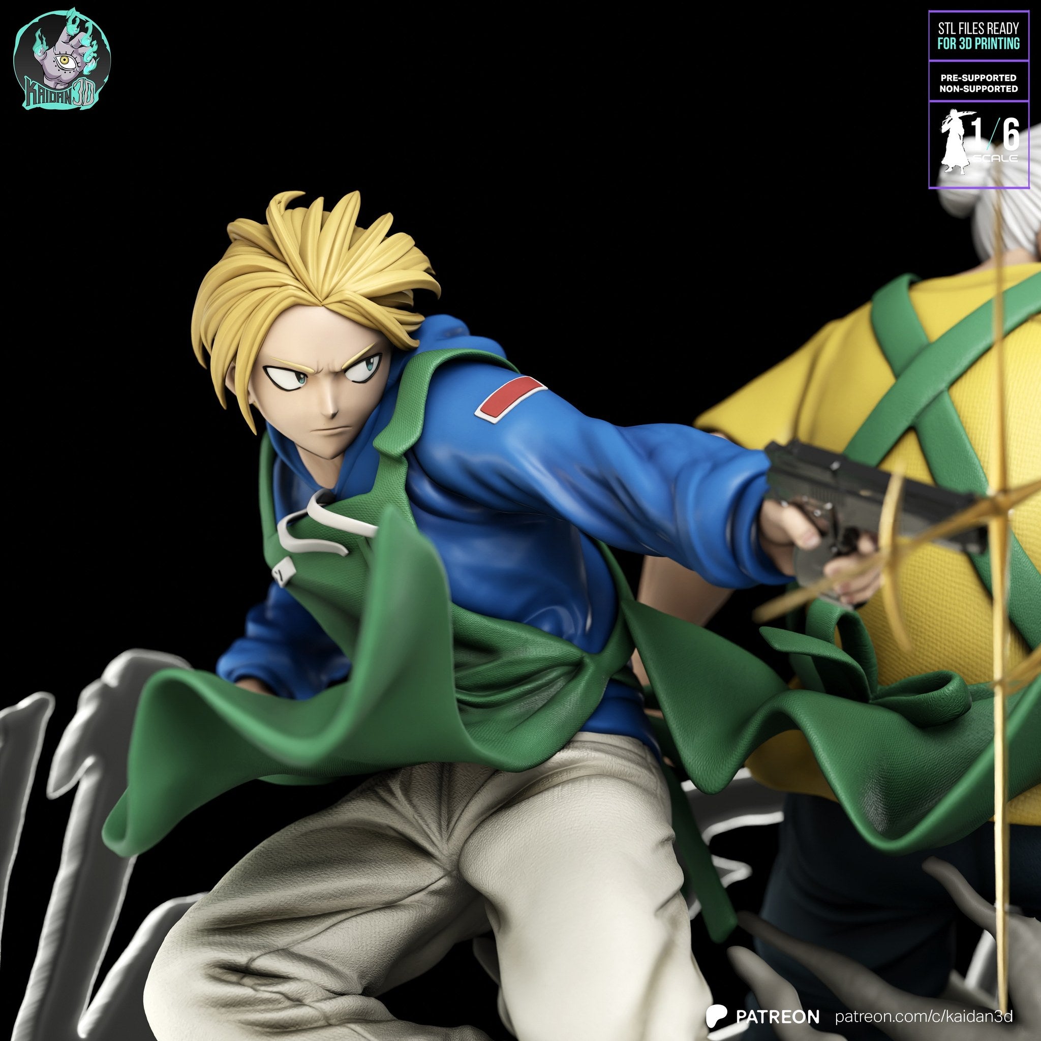 Taro Sakamoto and Shin Asakura (Sakamoto Days) resin figure by Kaidan 3D — studio render 3