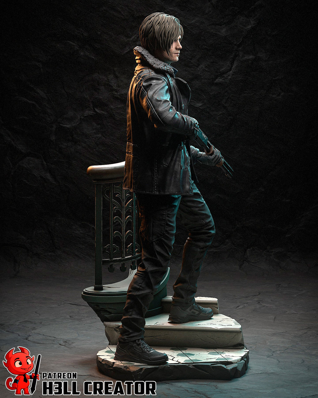 Leon S. Kennedy (Resident Evil) resin figure by h3LLcreator — studio render 5