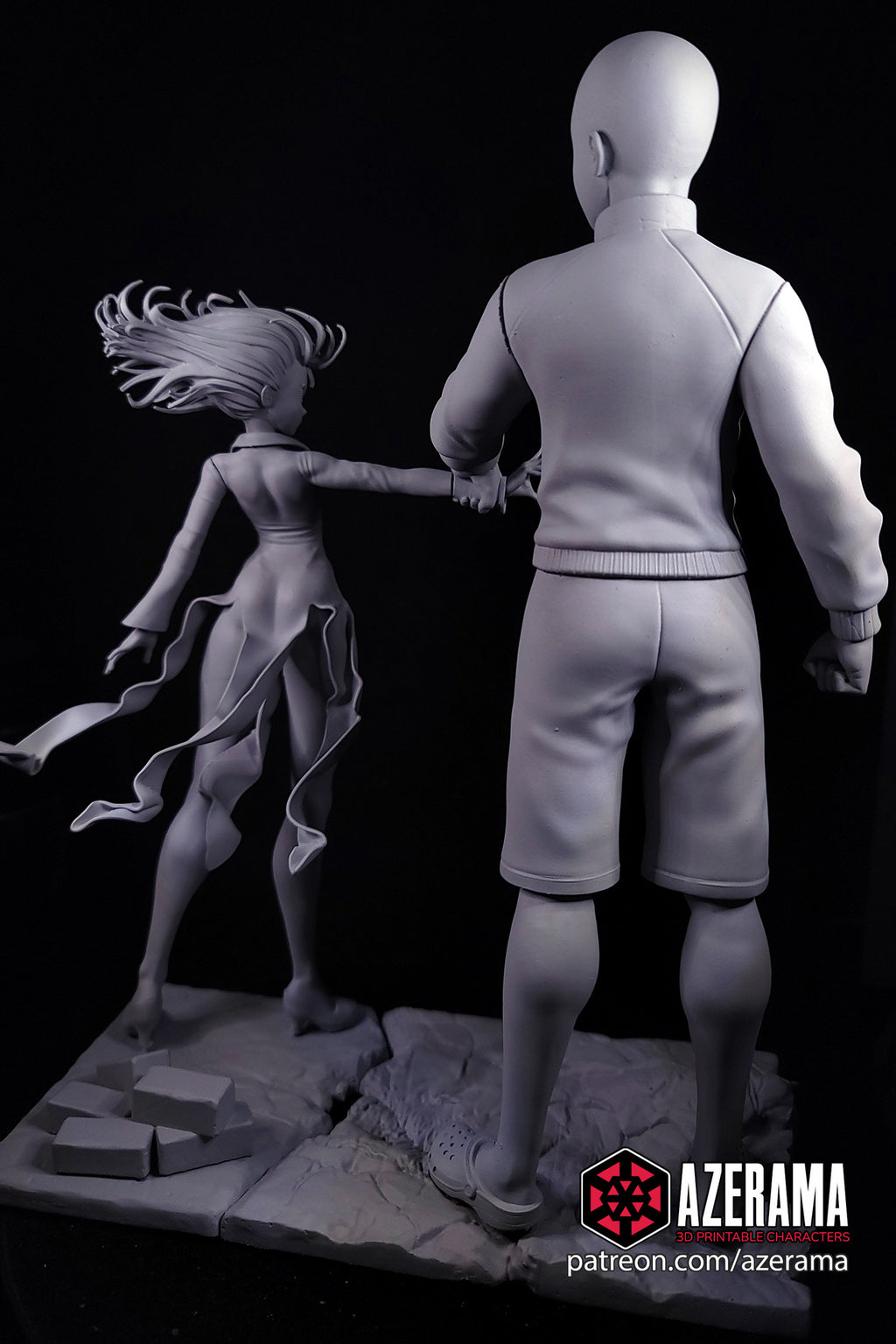 Saitama and Tatsumaki (One Punch Man) resin figure by Azerama — studio render 8