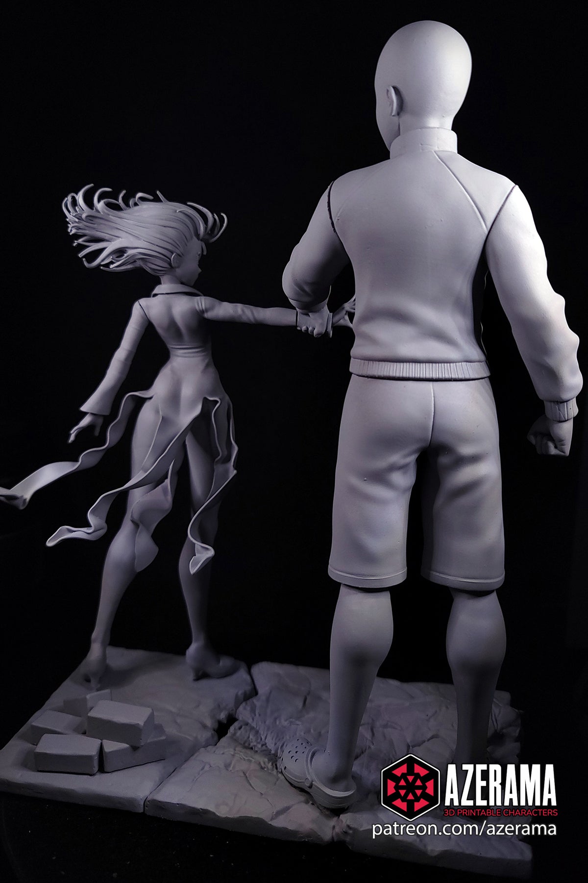 Saitama and Tatsumaki (One Punch Man) resin figure by Azerama — studio render 8