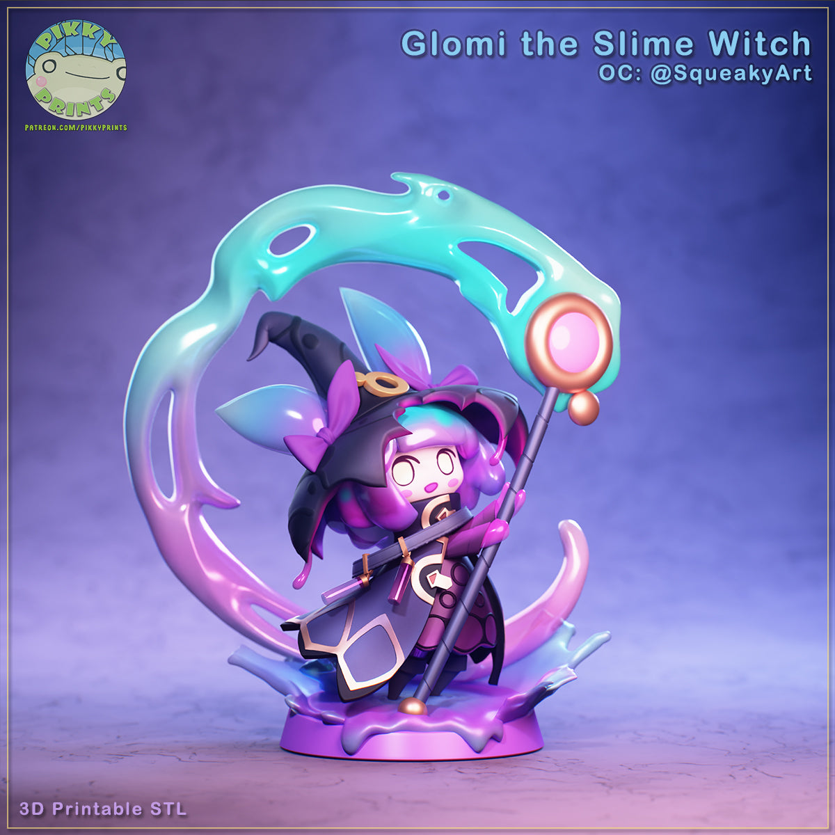 Glomi the Slime Witch (_Original Characters) resin figure by PikkyPrints — studio render 1