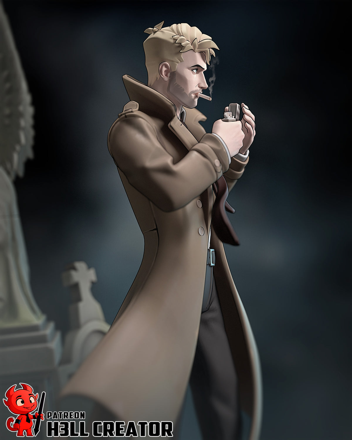 John Constantine (DC) resin figure by h3LLcreator — studio render 3