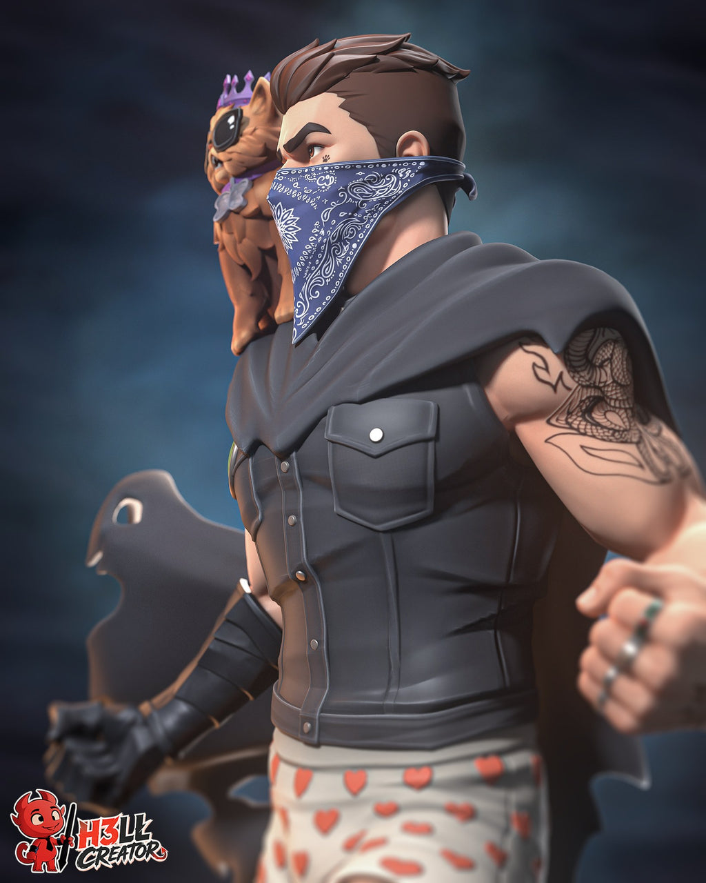 Carl and Princess Donut (Dungeon Crawler Carl) resin figure by h3LLcreator — studio render 7