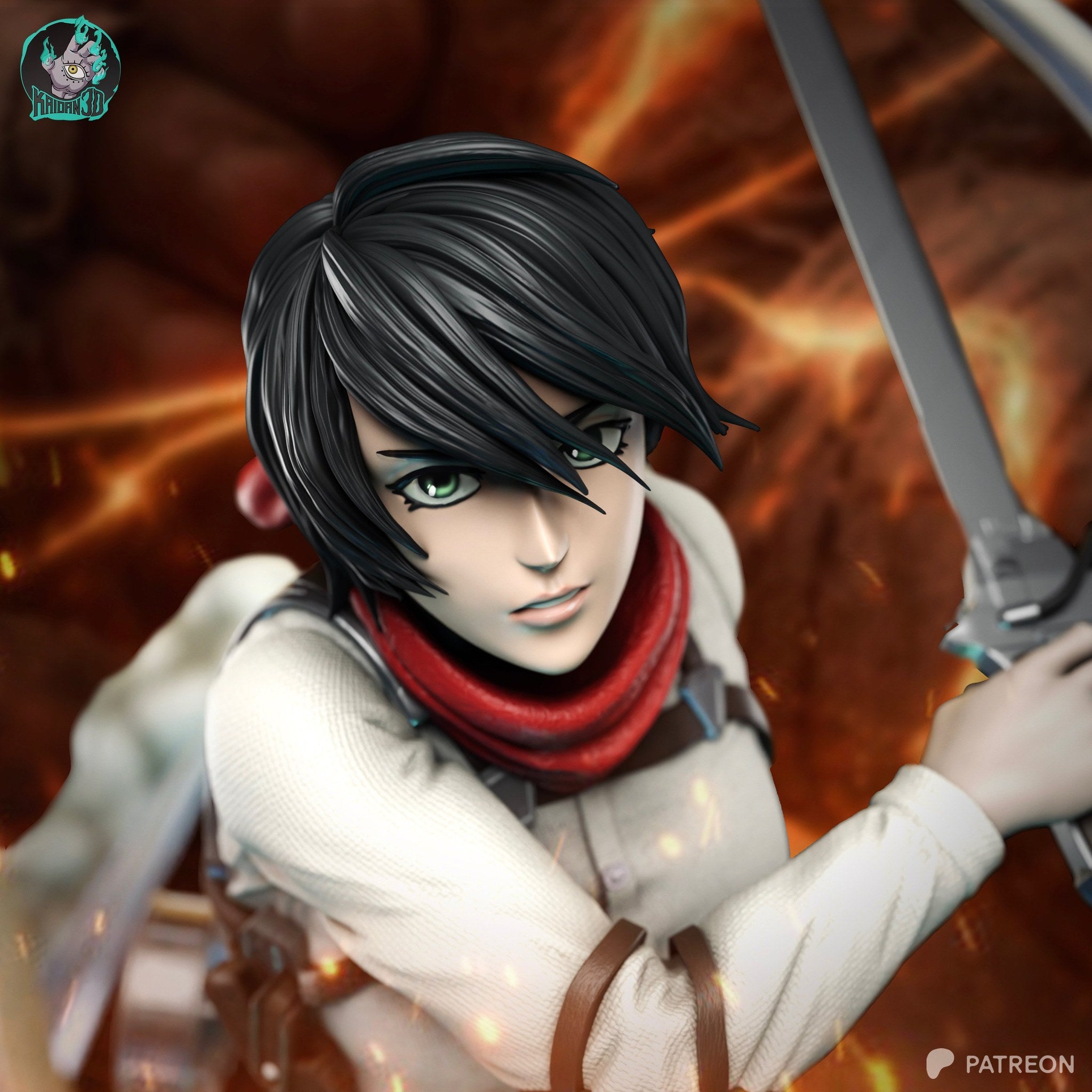 Mikasa Ackerman (Attack on Titan) resin figure by Kaidan 3D — studio render 5
