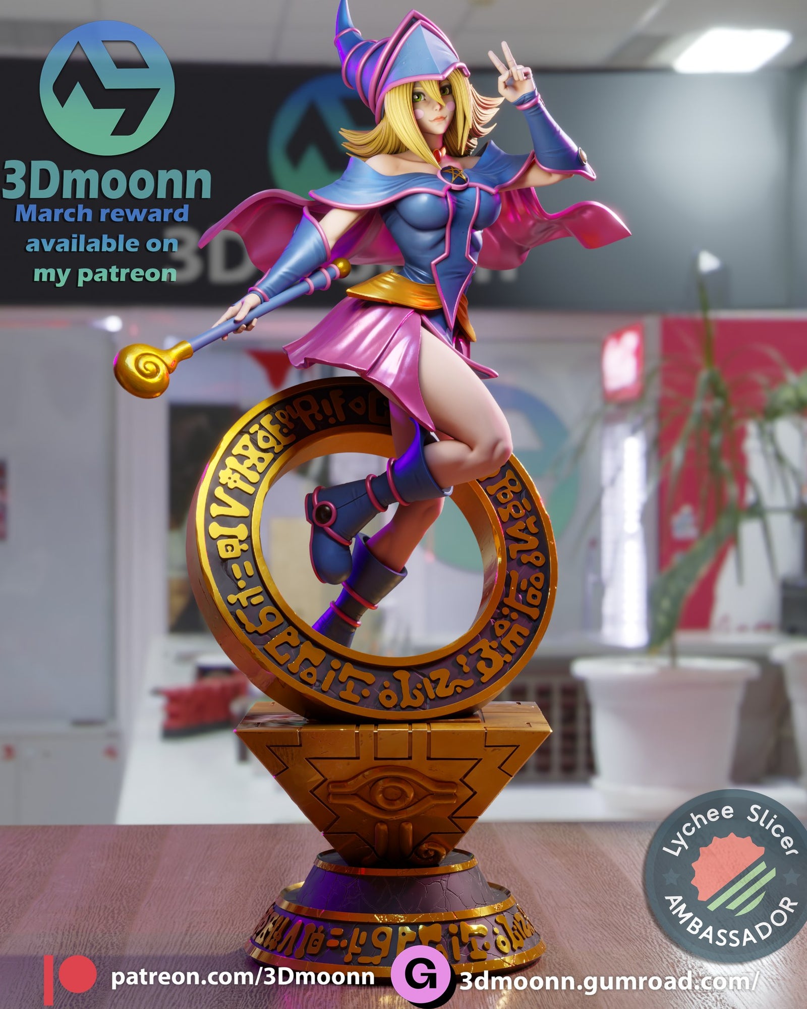 Dark Magician Girl Yu-Gi-Oh! resin figure by 3Dmoonn — studio preview 1