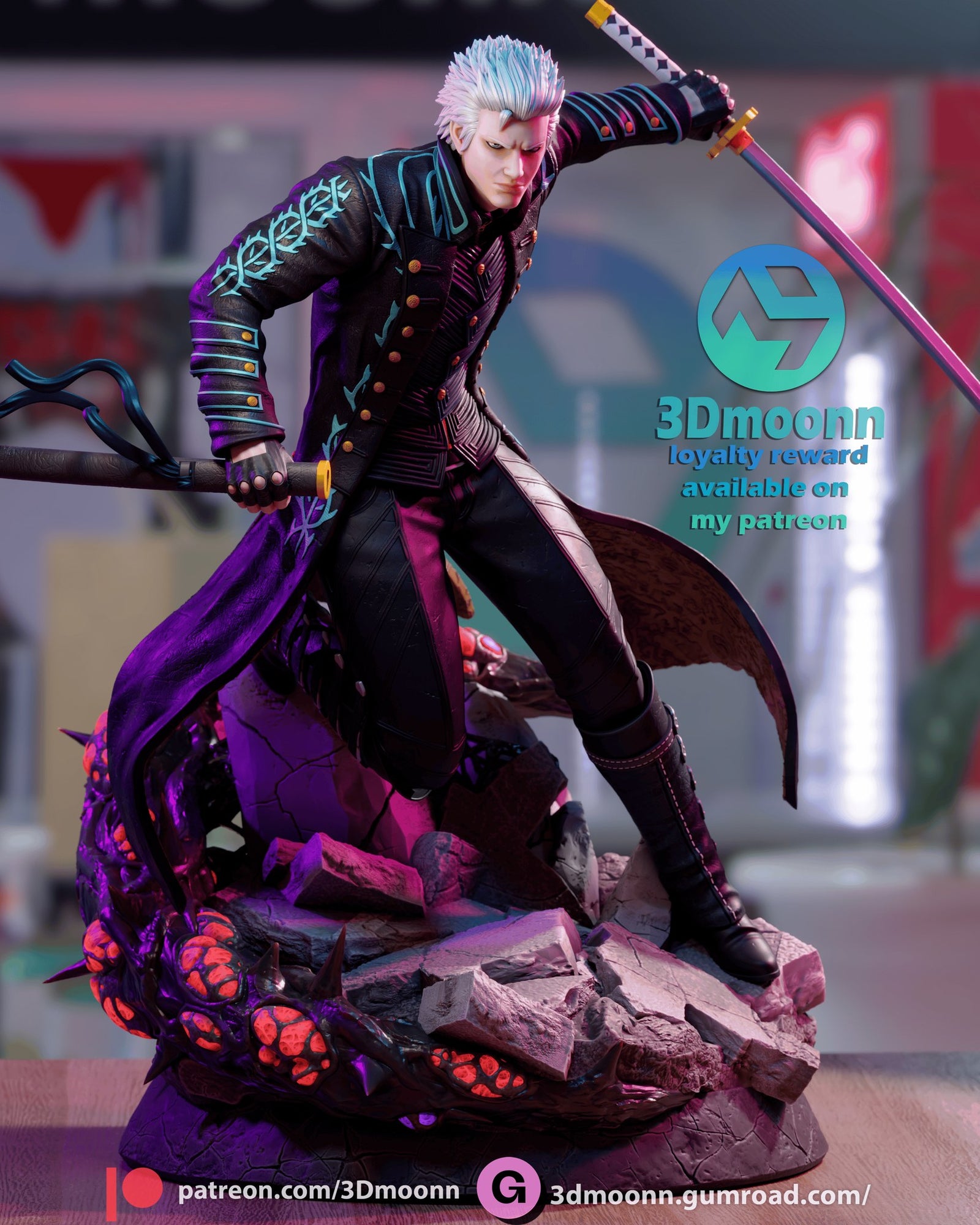 Vergil Devil May Cry resin figure by 3Dmoonn — studio preview