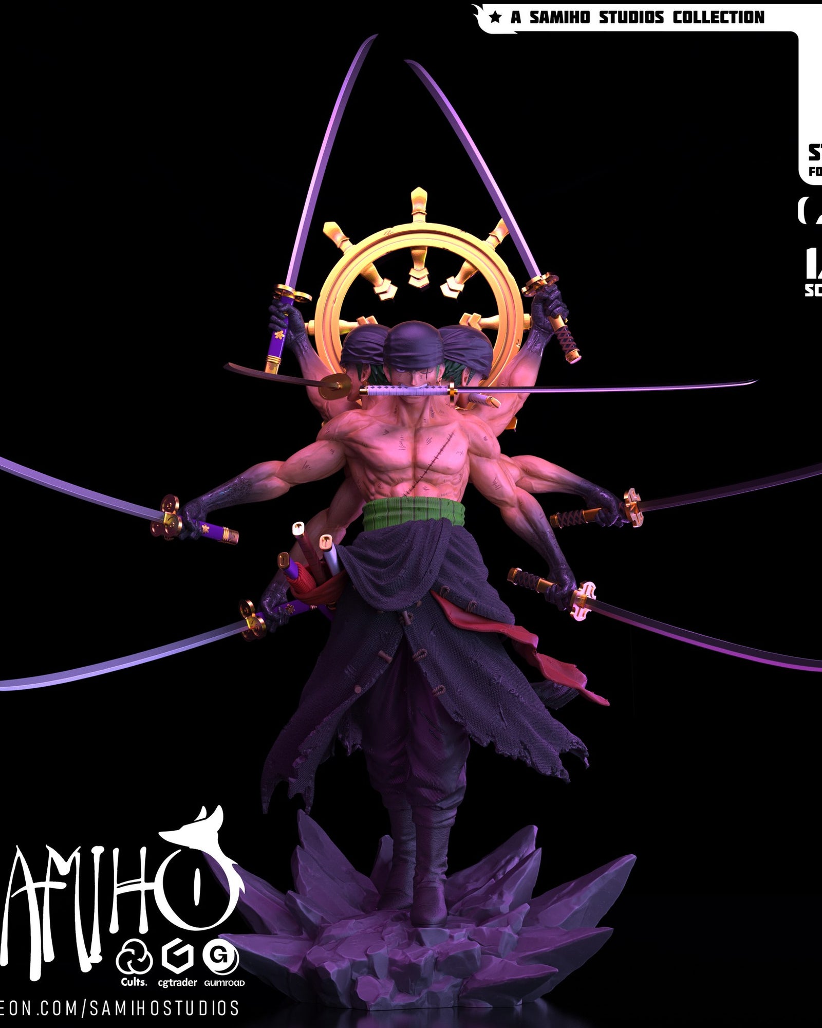 Roronoa Zoro One Piece resin figure by Samiho Studios — studio preview