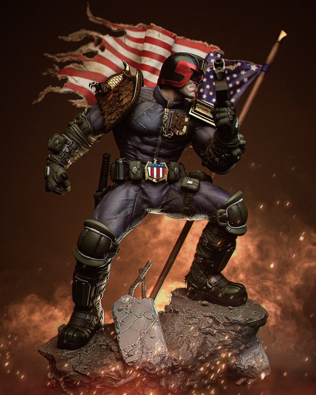 Judge Dredd resin figure by CA 3D Studios — studio preview 2