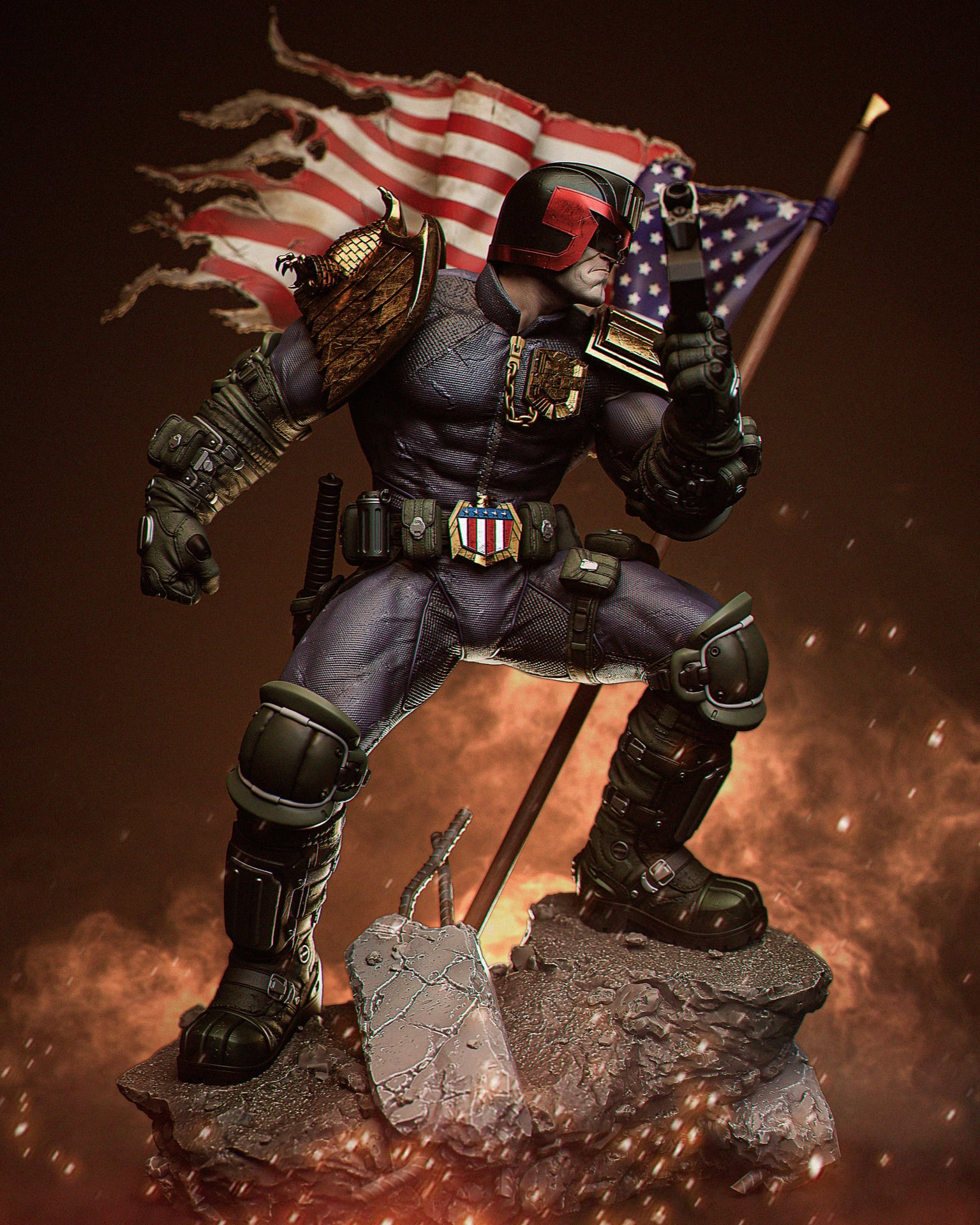 Judge Dredd resin figure by CA 3D Studios — studio preview 2