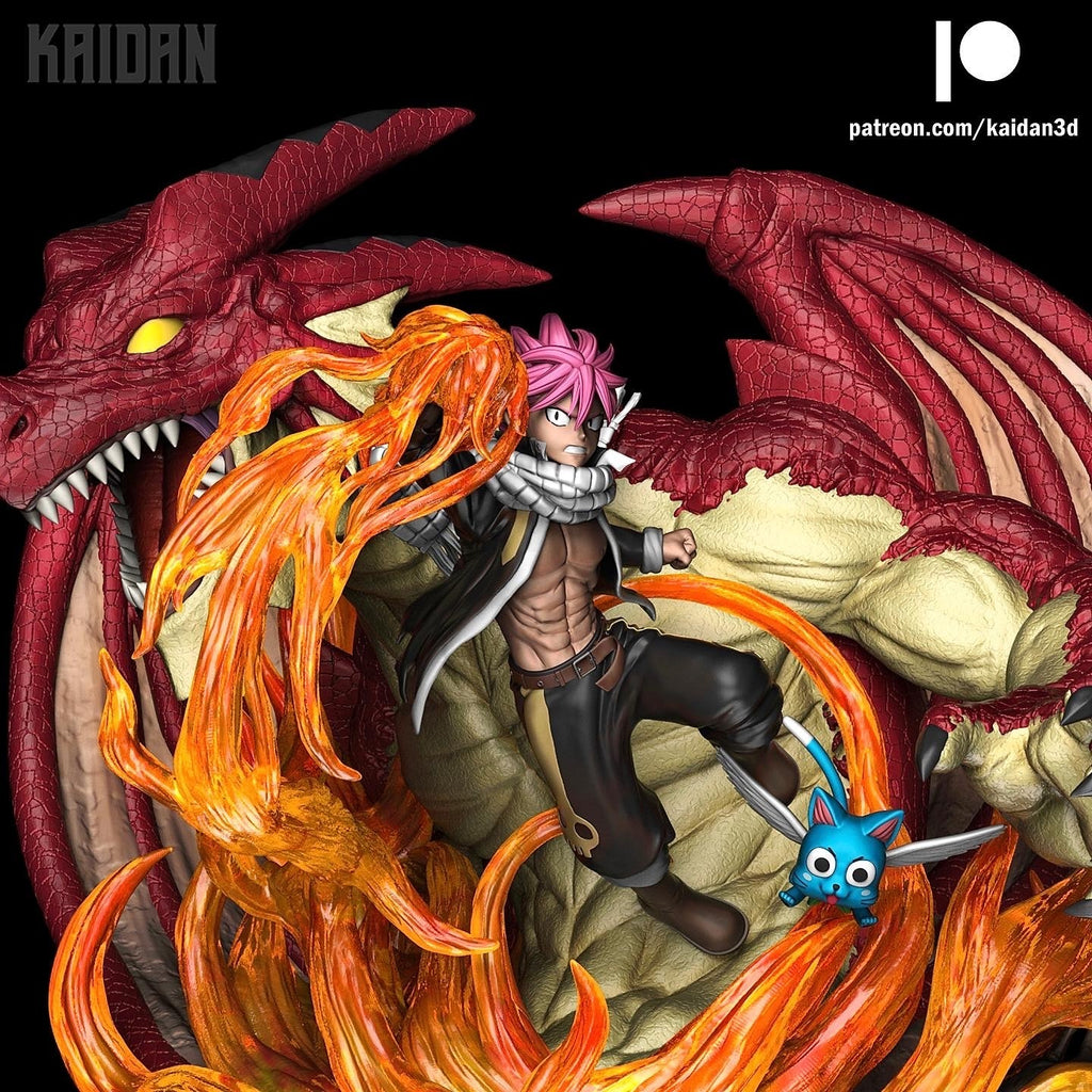 Natsu and Igneel (Fairy Tail) resin figure by Kaidan 3D — studio render 1