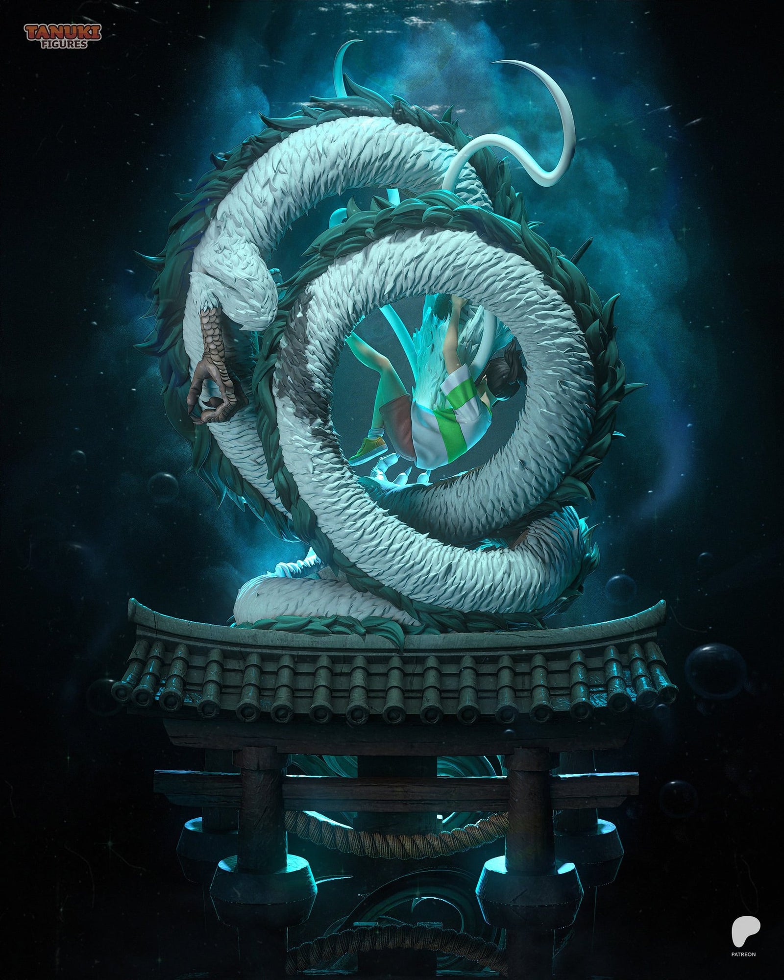 Chihiro and Haku (Spirited Away) resin figure by Tanuki Figures — studio render 5