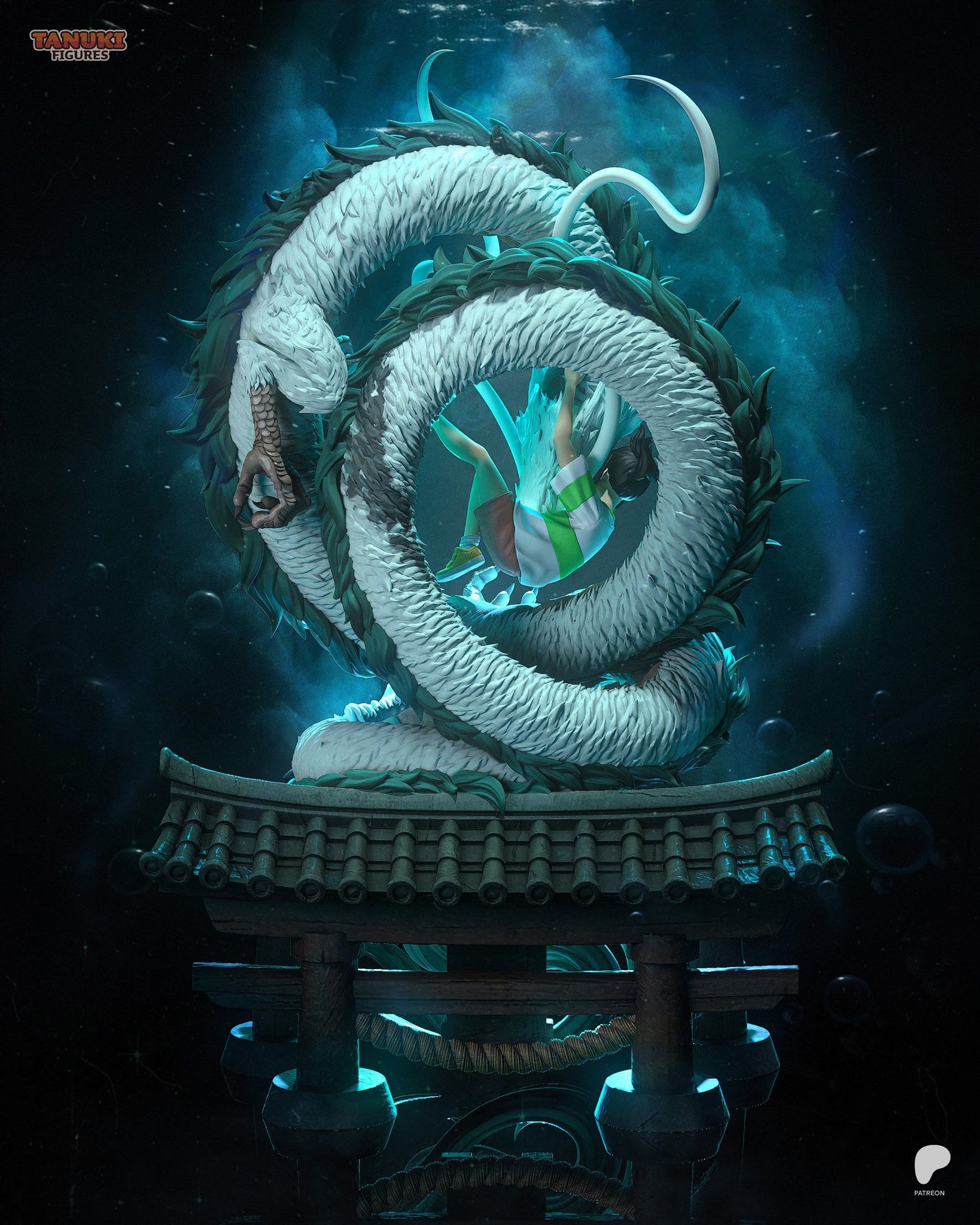 Chihiro and Haku (Spirited Away) resin figure by Tanuki Figures — studio render 5
