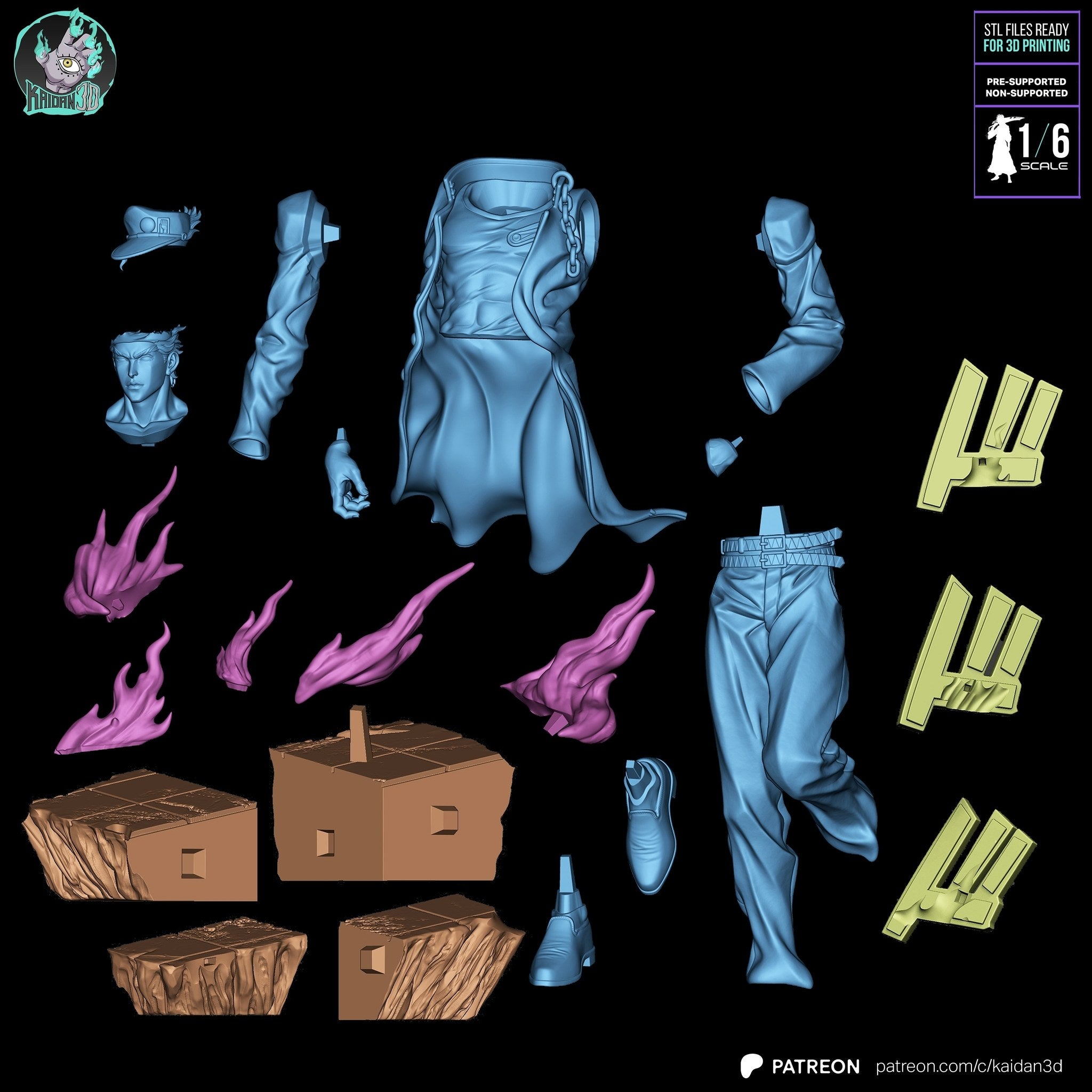 Jotaro Kujo and Dio Brando (Jojo's Bizarre Adventure) resin figure by Kaidan 3D — studio render 6
