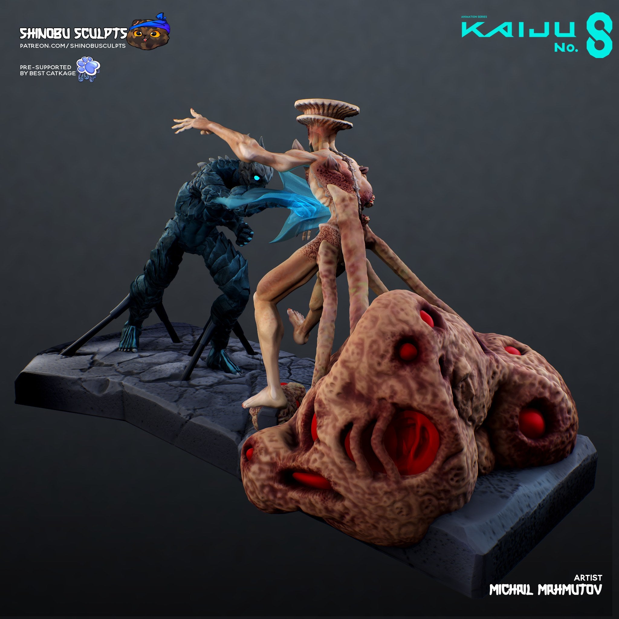 Kaiju No. 8 + Kaiju No. 9 (Kaiju No. 8) resin figure by Shinobu Sculpts — studio render 4