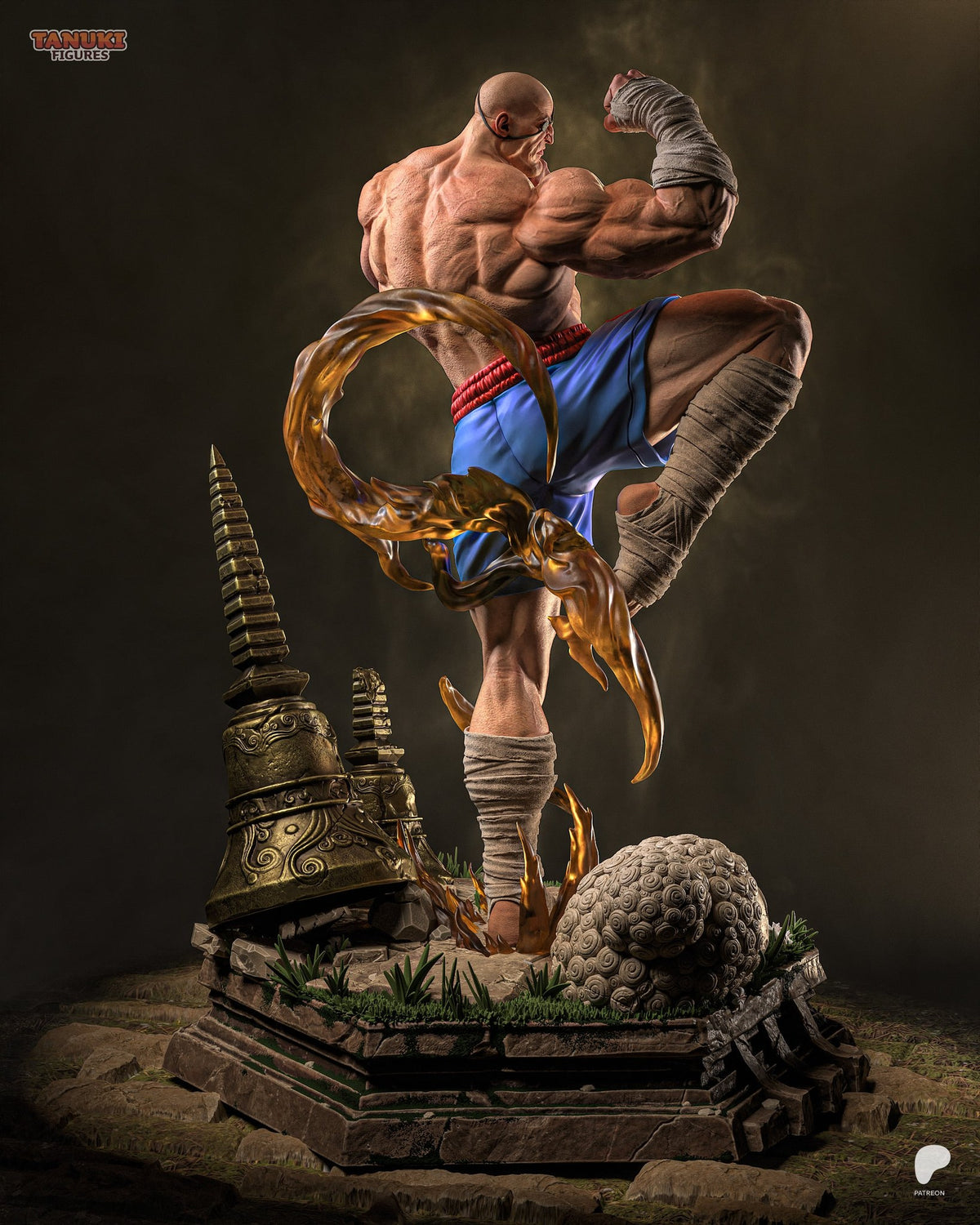 Sagat (Street Fighter) resin figure by Tanuki Figures — studio render 8