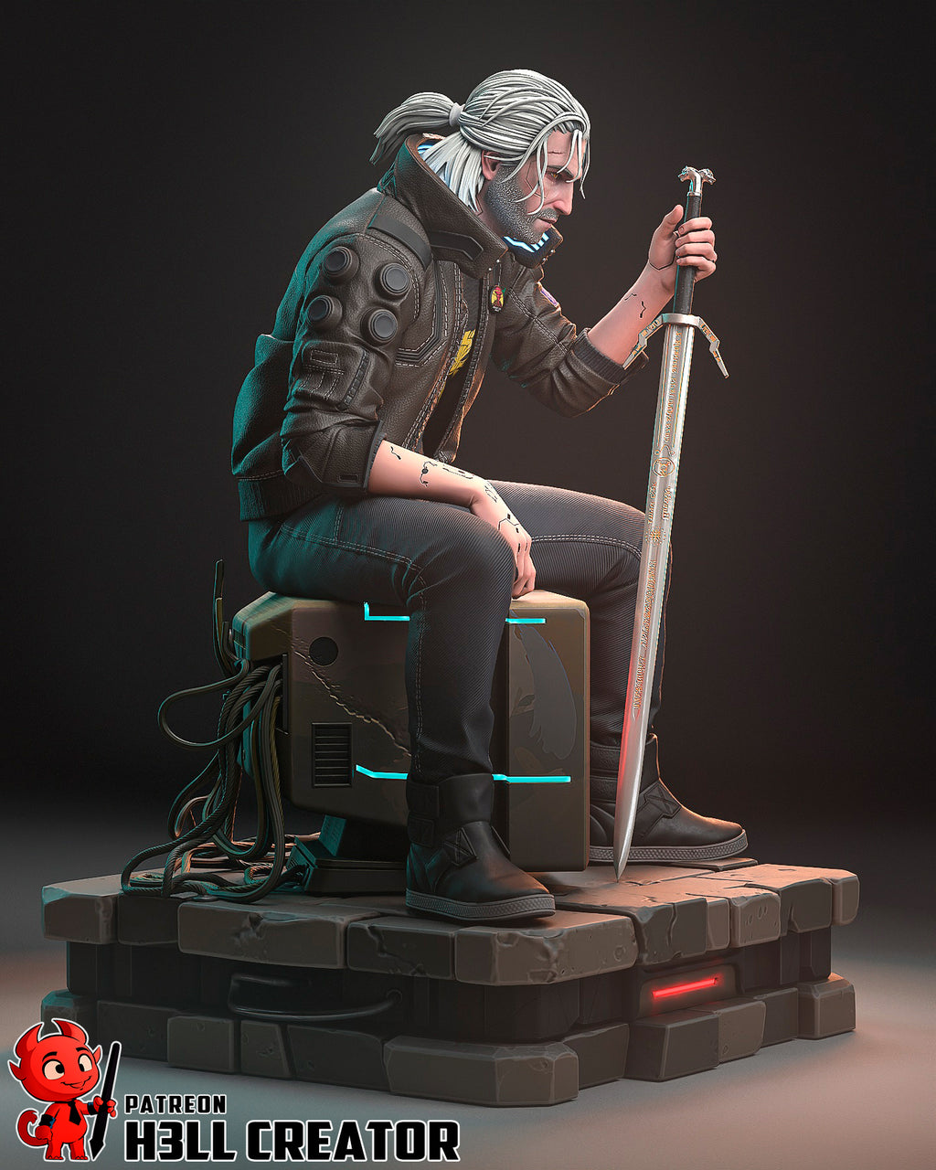 Geralt of Rivia (The Witcher) resin figure by h3LLcreator — studio render 9