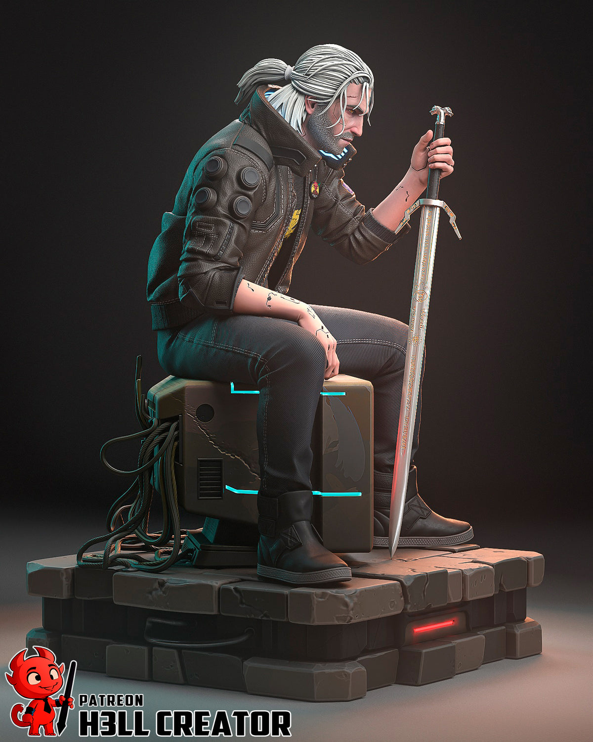 Geralt of Rivia (The Witcher) resin figure by h3LLcreator — studio render 9
