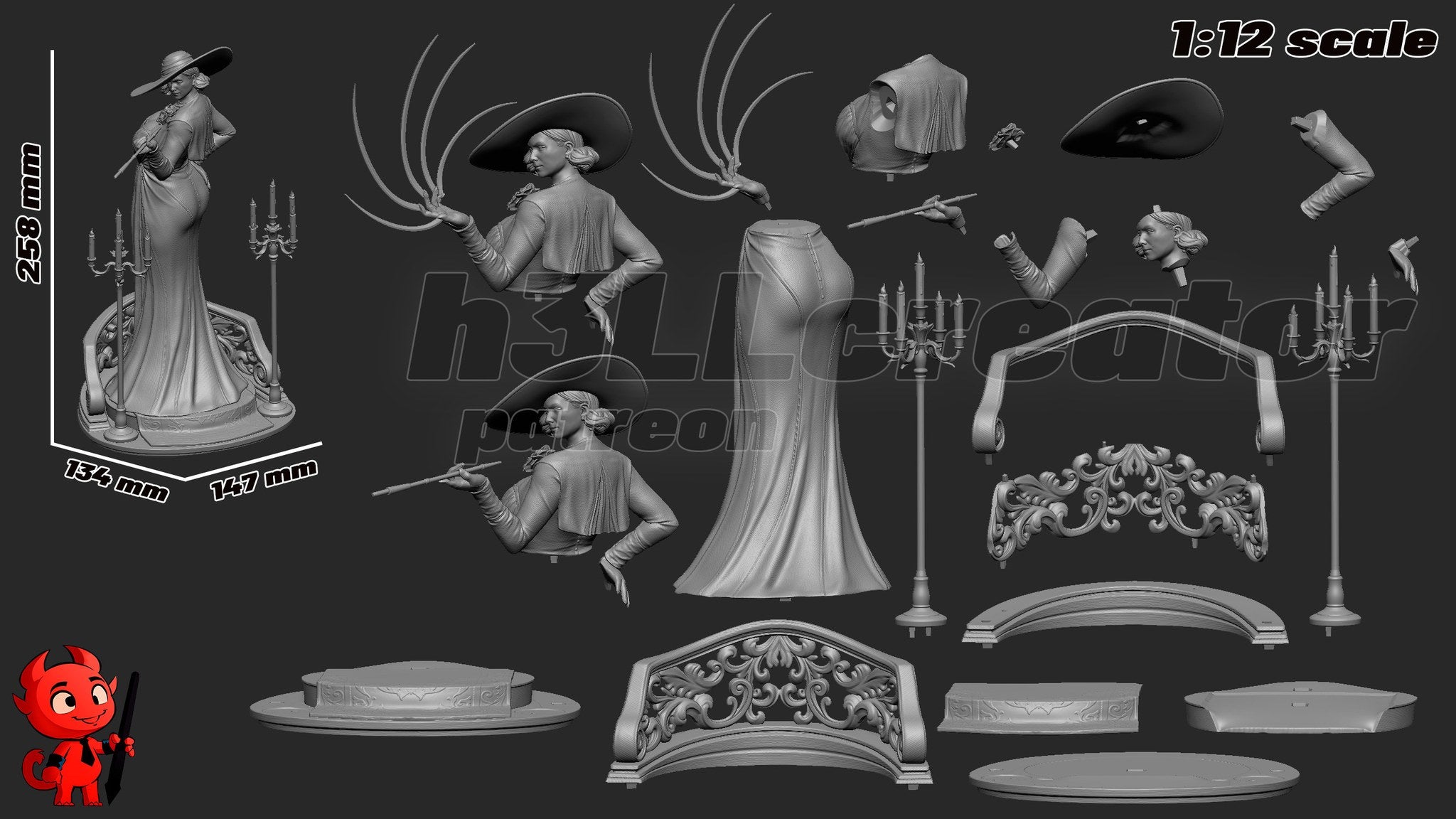Alcina Dimitrescu (Resident Evil) resin figure by h3LLcreator — studio render 9