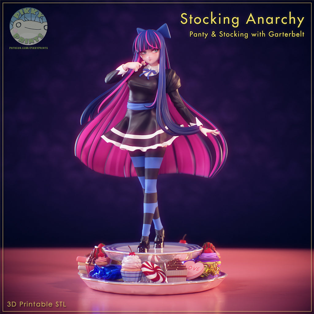 Stocking Anarchy (Panty and Stocking) resin figure by PikkyPrints — studio render 2