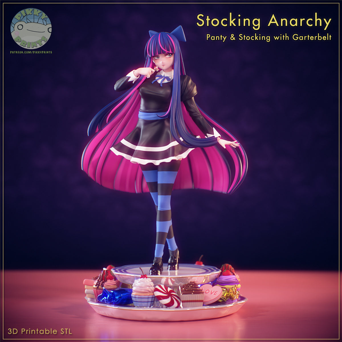 Stocking Anarchy (Panty and Stocking) resin figure by PikkyPrints — studio render 2