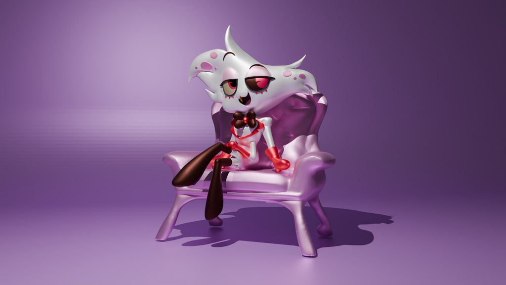 Angel Dust (Hazbin Hotel) resin figure by RemyJF — studio render 2