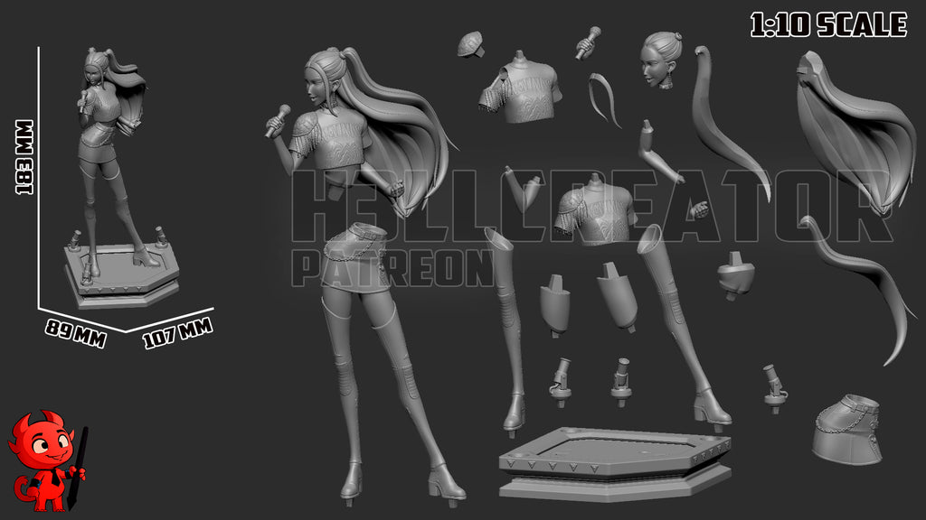Rumi, Mira and Zoey (KPop Demon Hunters) resin figure by h3LLcreator — studio render 8