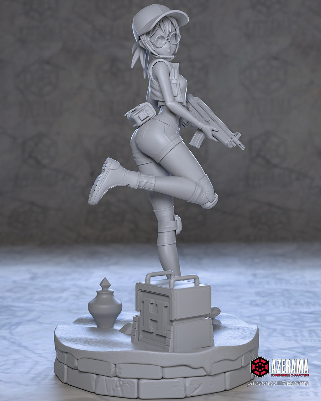Fio Germi (Metal Slug) resin figure by Azerama — studio render 2