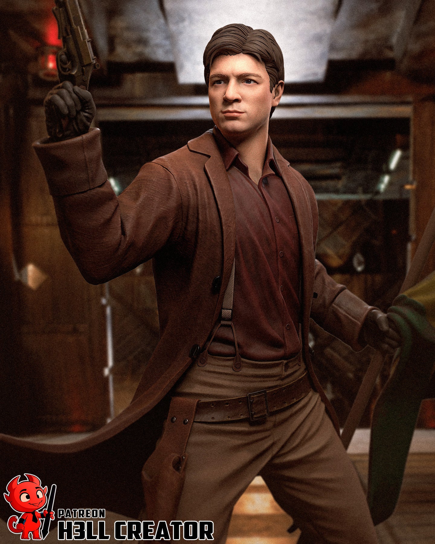 Malcolm Reynolds (Firefly) resin figure by h3LLcreator — studio render 1