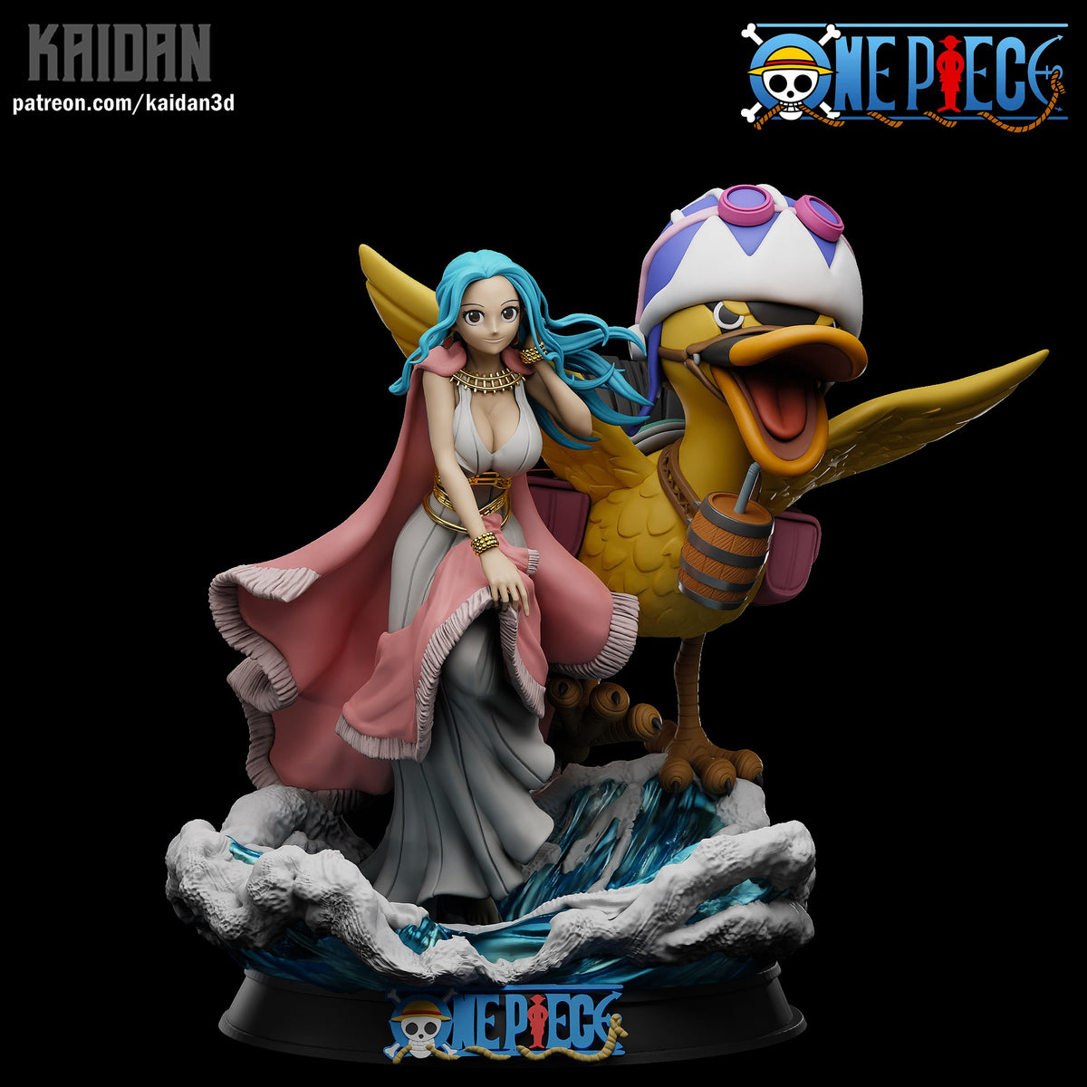 Princess Vivi and Karoo (One Piece) resin figure by Kaidan 3D — studio render 2