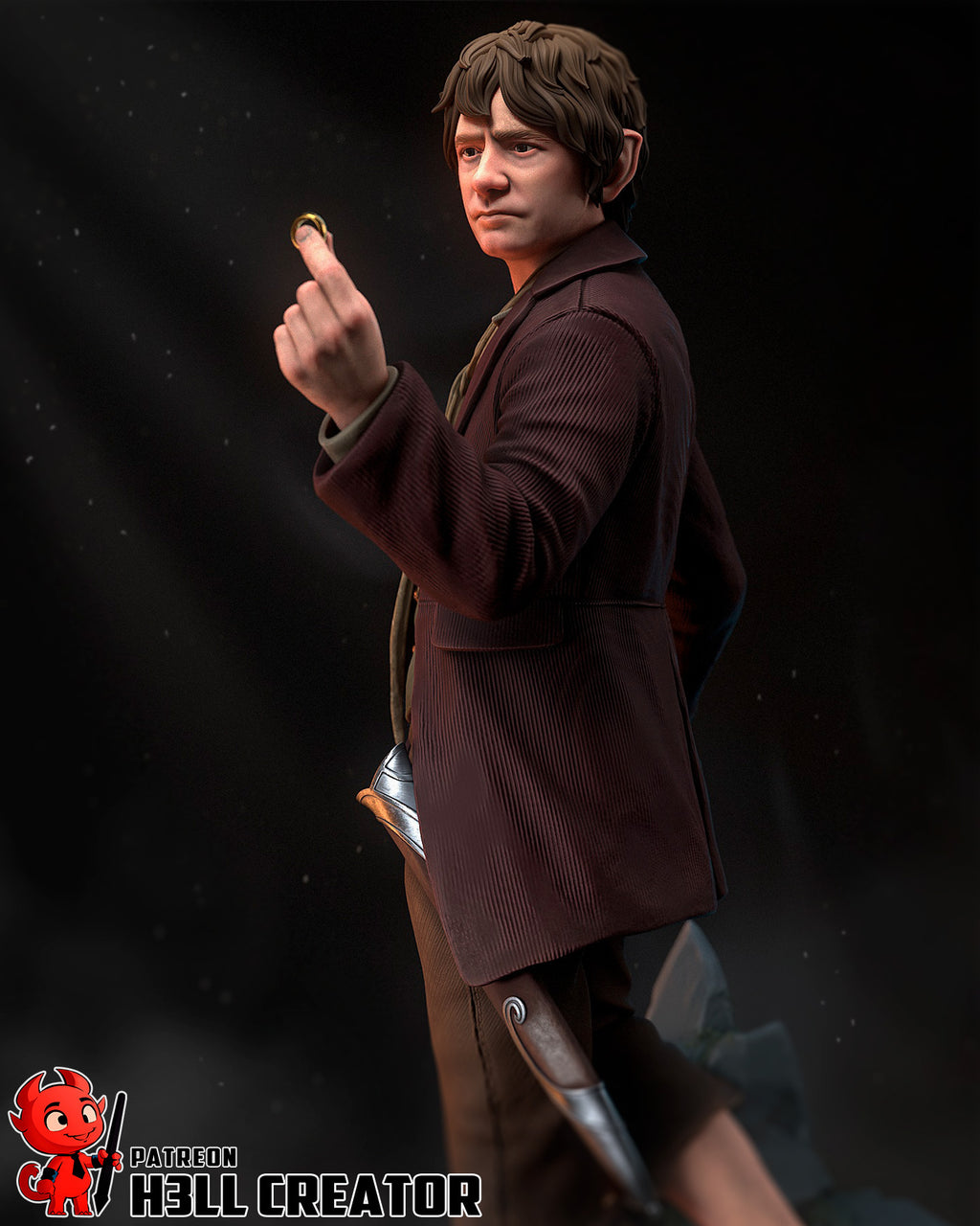 Bilbo Baggins (The Lord of the Rings) resin figure by h3LLcreator — studio render 3