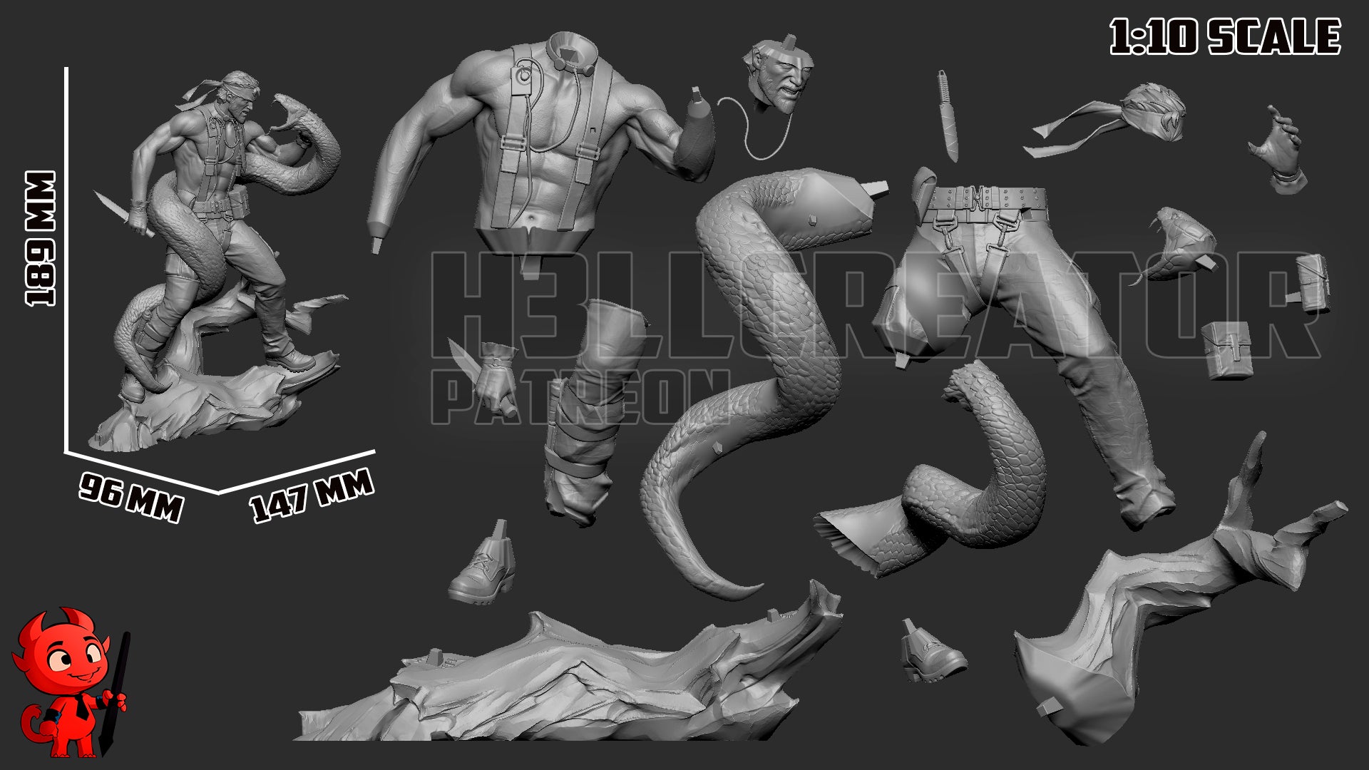 Big Boss (Metal Gear Solid) resin figure by h3LLcreator — studio render 10