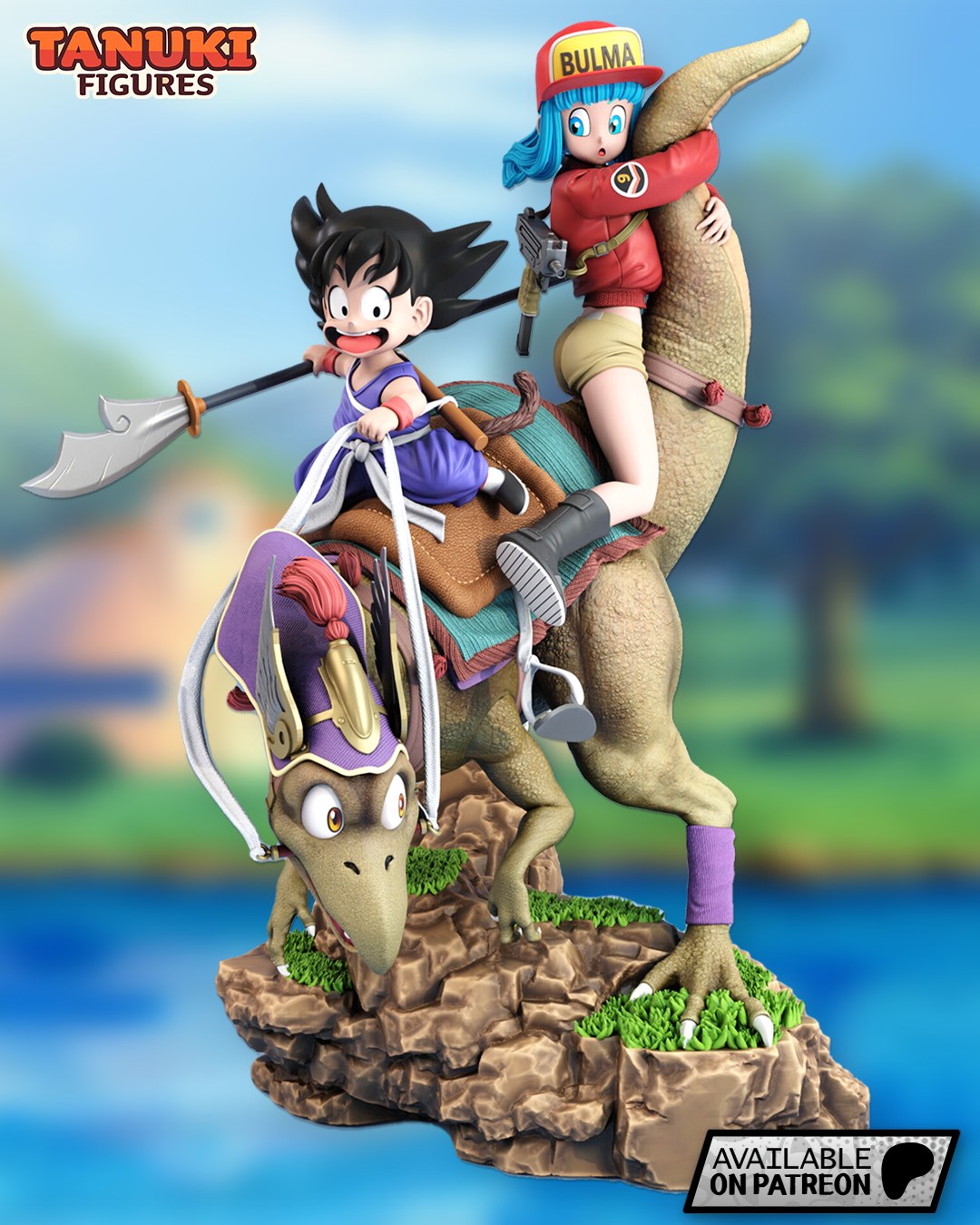 Goku and Bulma (Dragon Ball) resin figure by Tanuki Figures — studio render 2