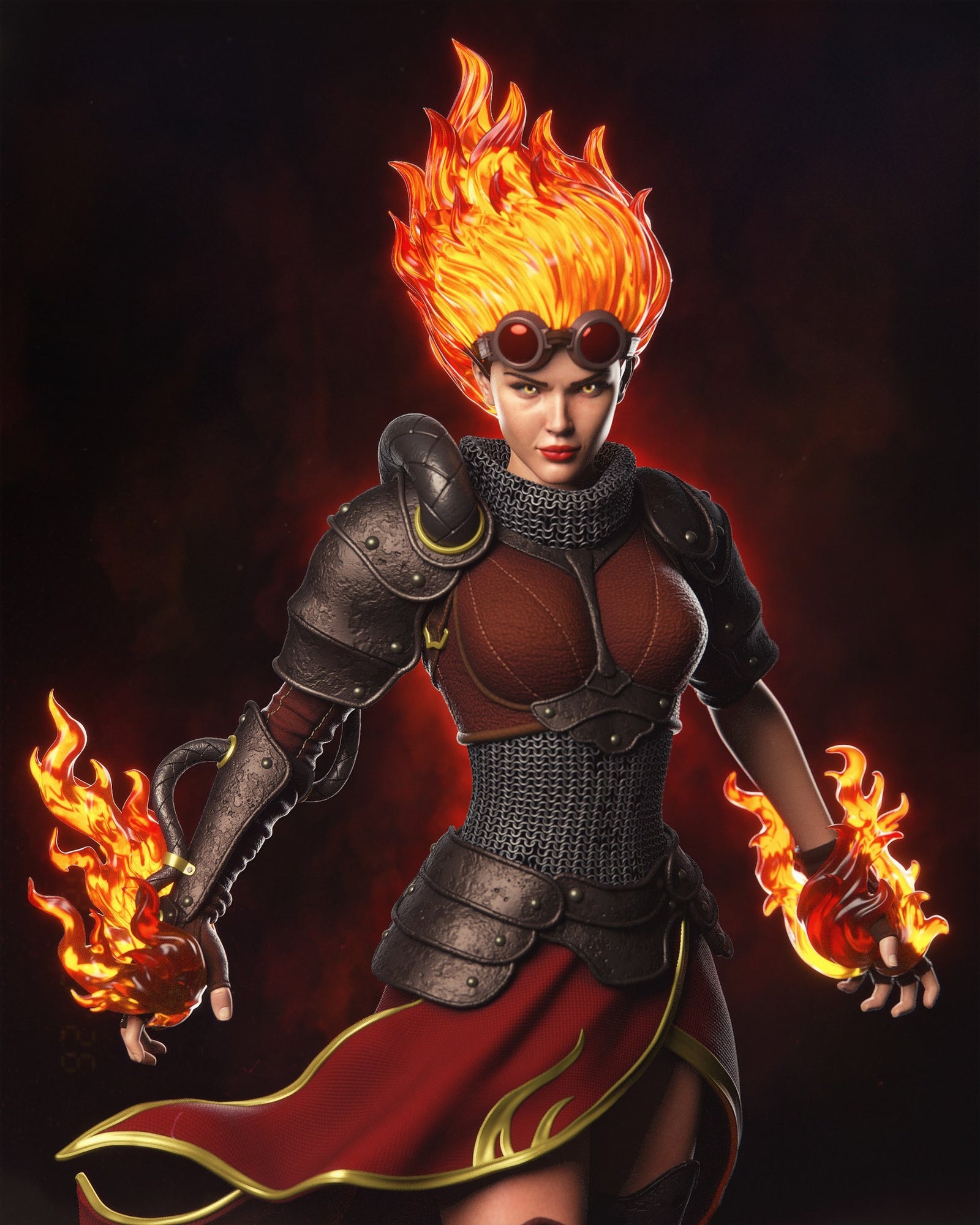 Chandra Nalaar Magic The Gathering resin figure by CA 3D Studios — studio preview 1