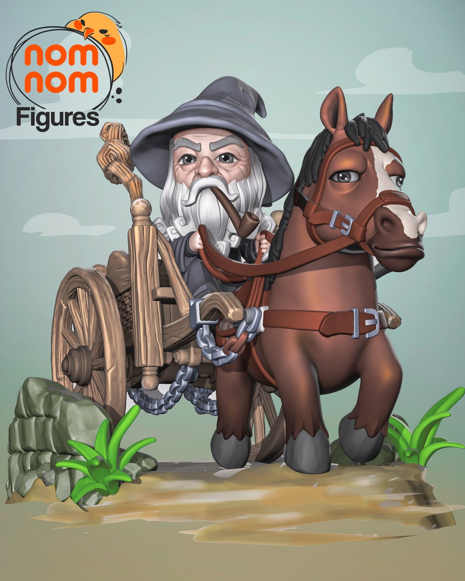 Gandalf The Lord of the Rings Chibi resin figure by NomNom Figures — studio preview 1