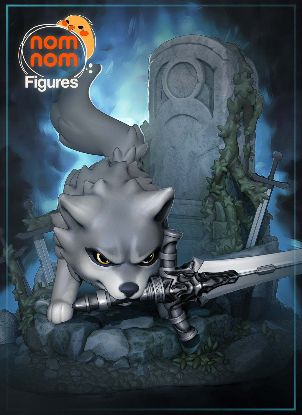Great Grey Wolf Sif Dark Souls Chibi resin figure by NomNom Figures — studio preview 1