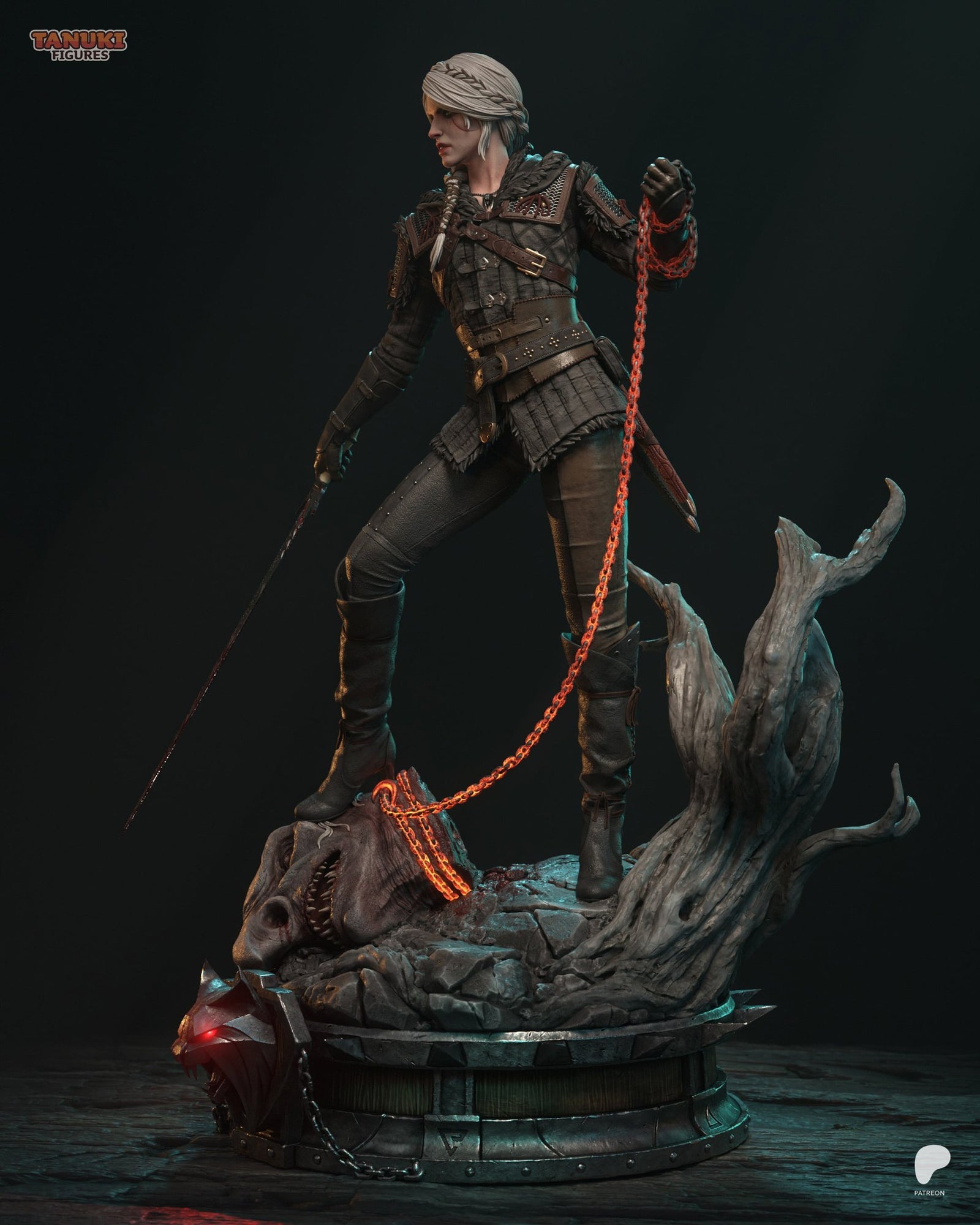 Ciri (The Witcher) resin figure by Tanuki Figures — studio render 2