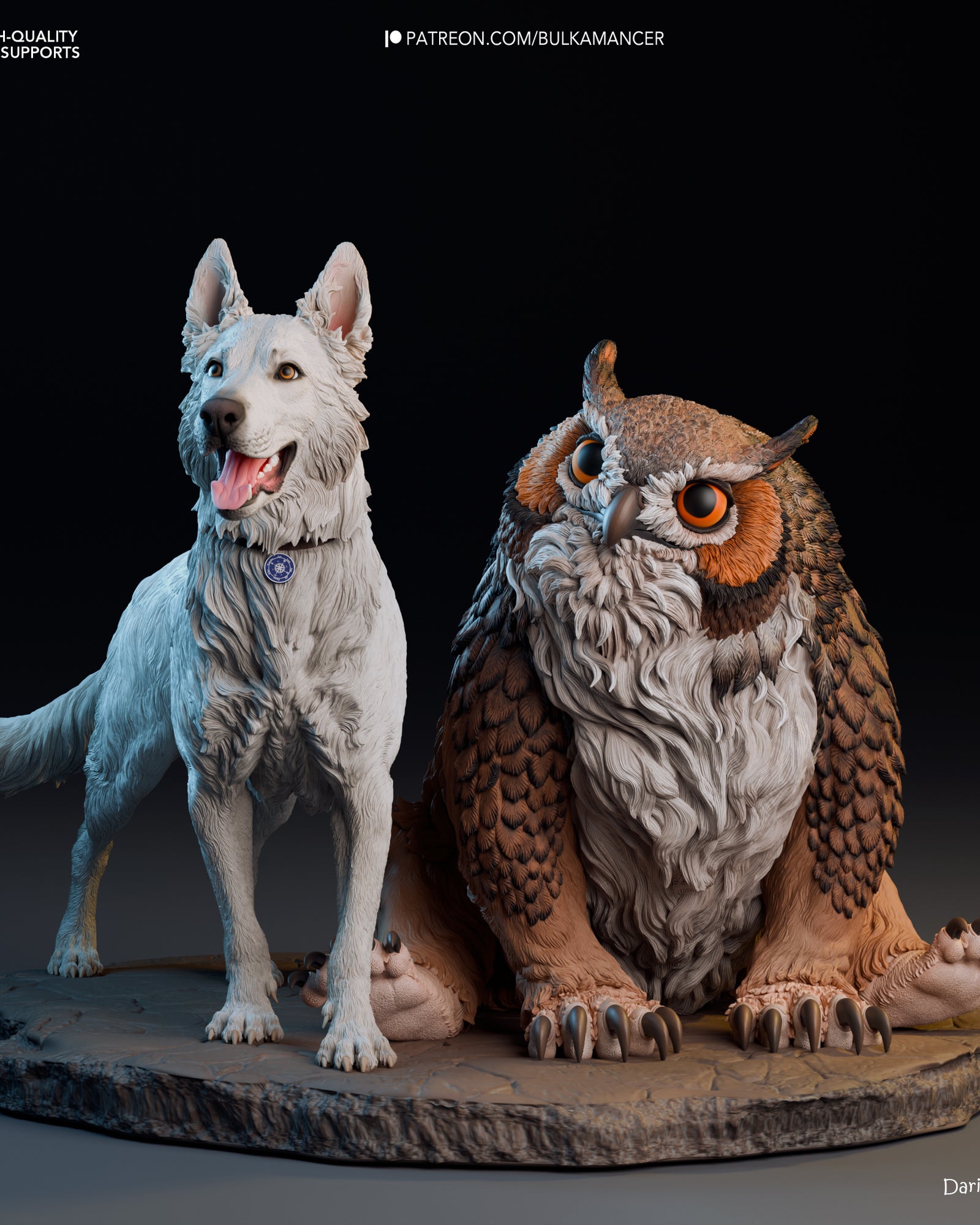 Scratch and Owlbear Cub (Baldur's Gate) resin figure by Bulkamancer — studio render 5