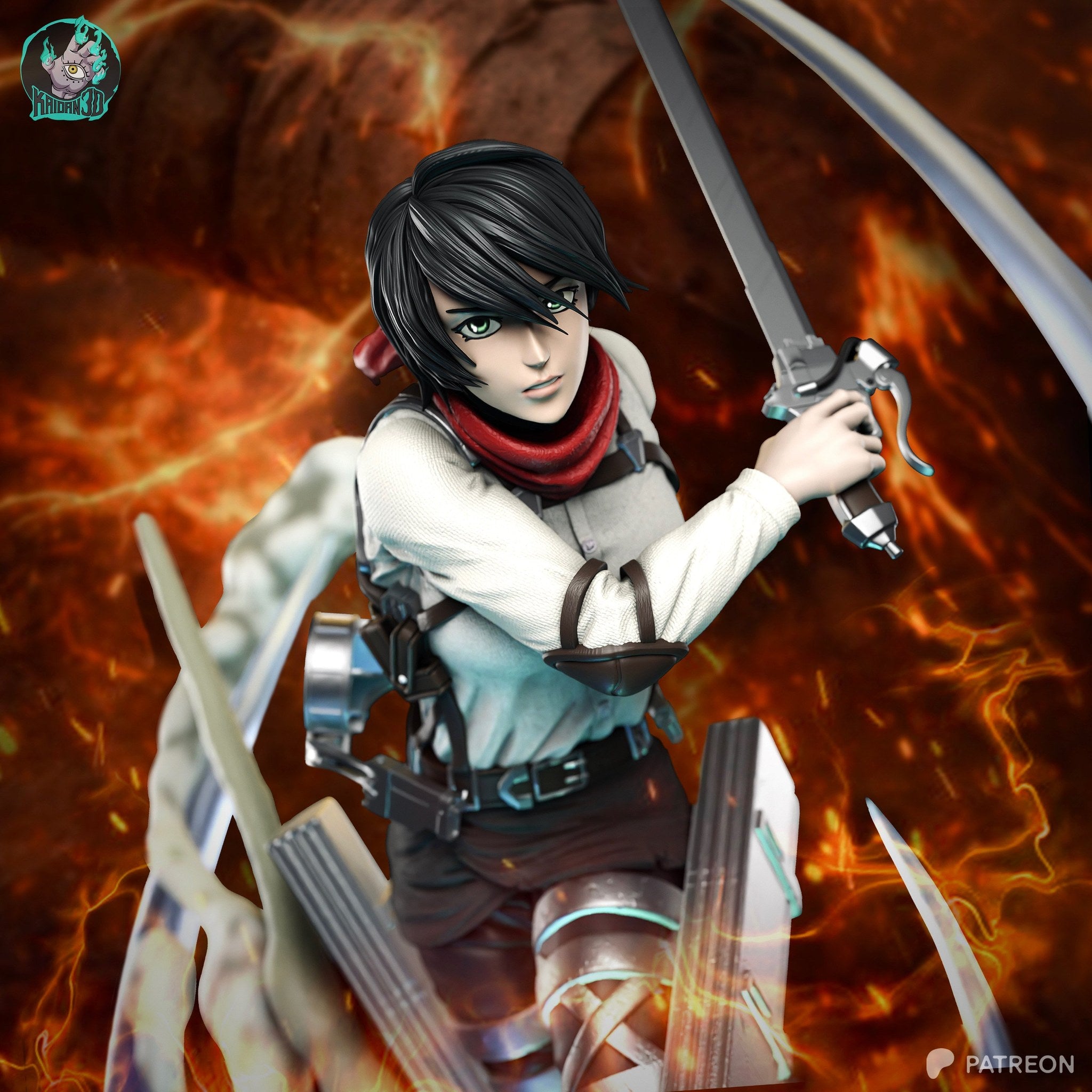 Mikasa Ackerman (Attack on Titan) resin figure by Kaidan 3D — studio render 1