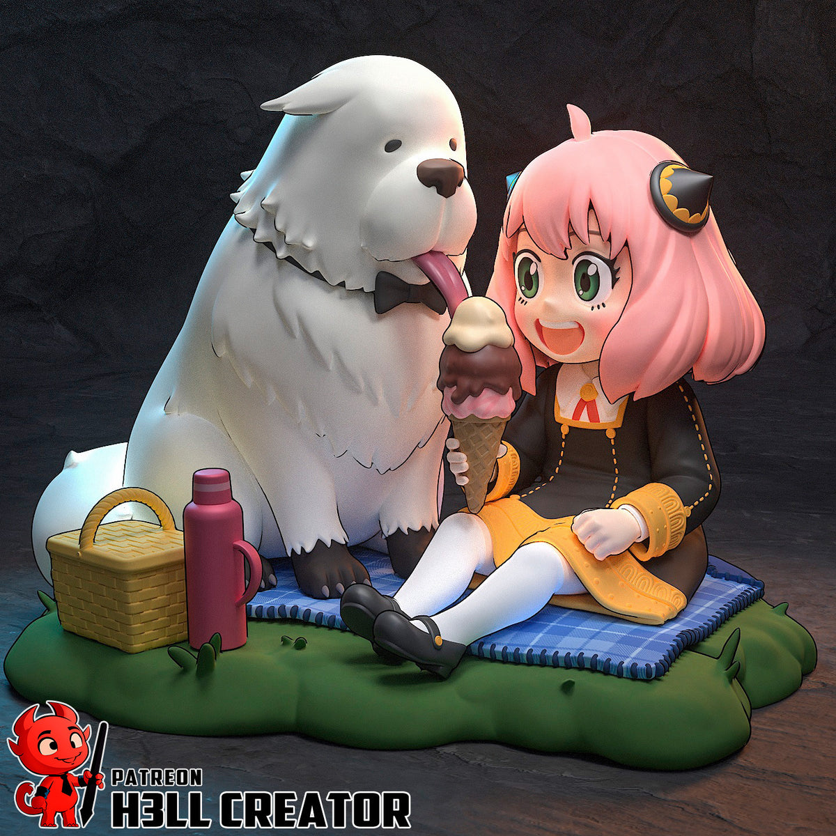 Anya Forger (Spy x Family) resin figure by h3LLcreator — studio render 3