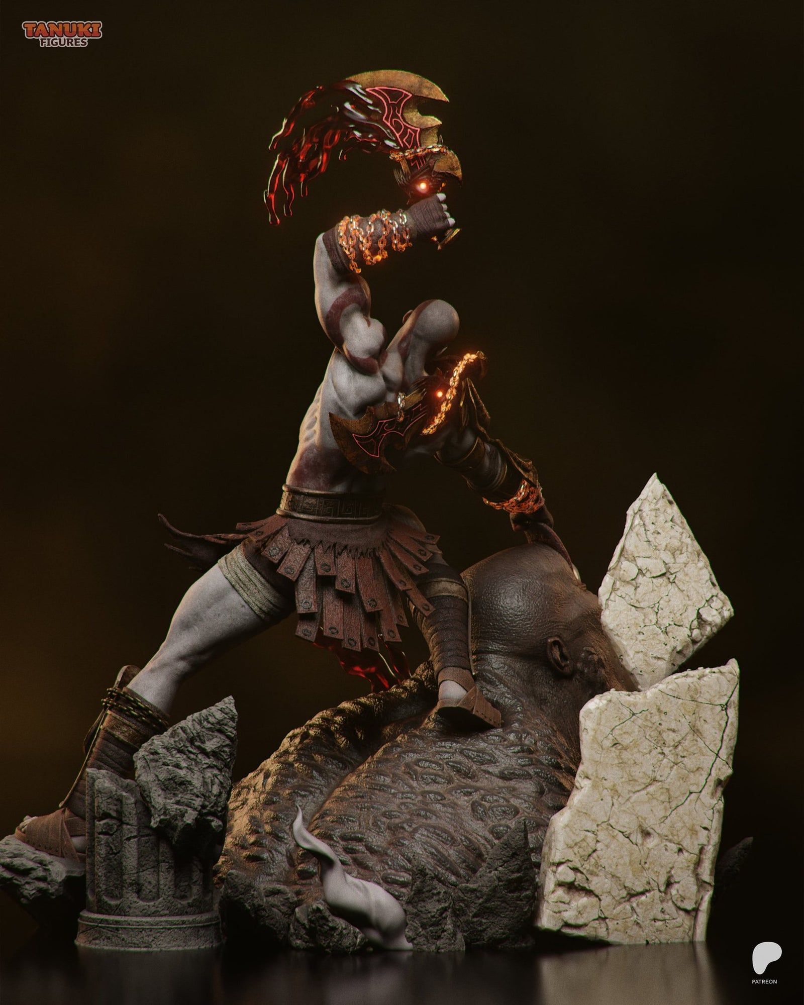 Kratos (God of War) resin figure by Tanuki Figures — studio render 4