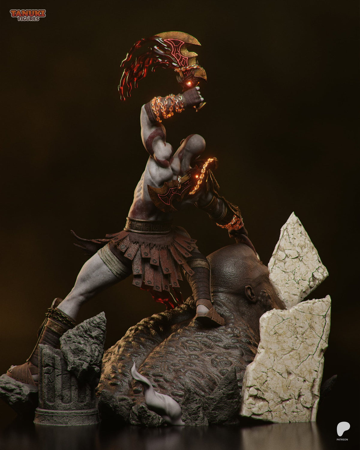 Kratos (God of War) resin figure by Tanuki Figures — studio render 4