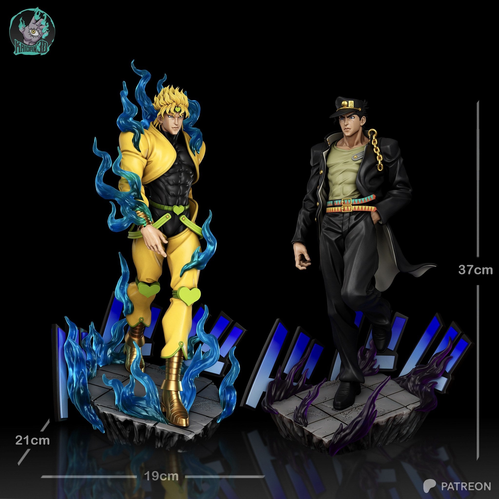 Jotaro Kujo and Dio Brando (Jojo's Bizarre Adventure) resin figure by Kaidan 3D — studio render 2