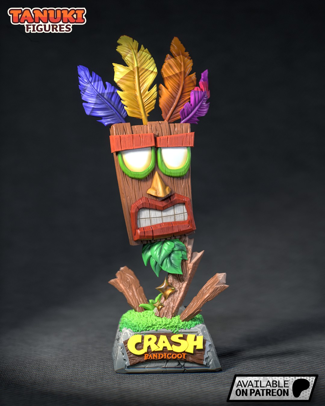 Aku Aku (Crash Bandicoot) resin figure by Tanuki Figures — studio render 1